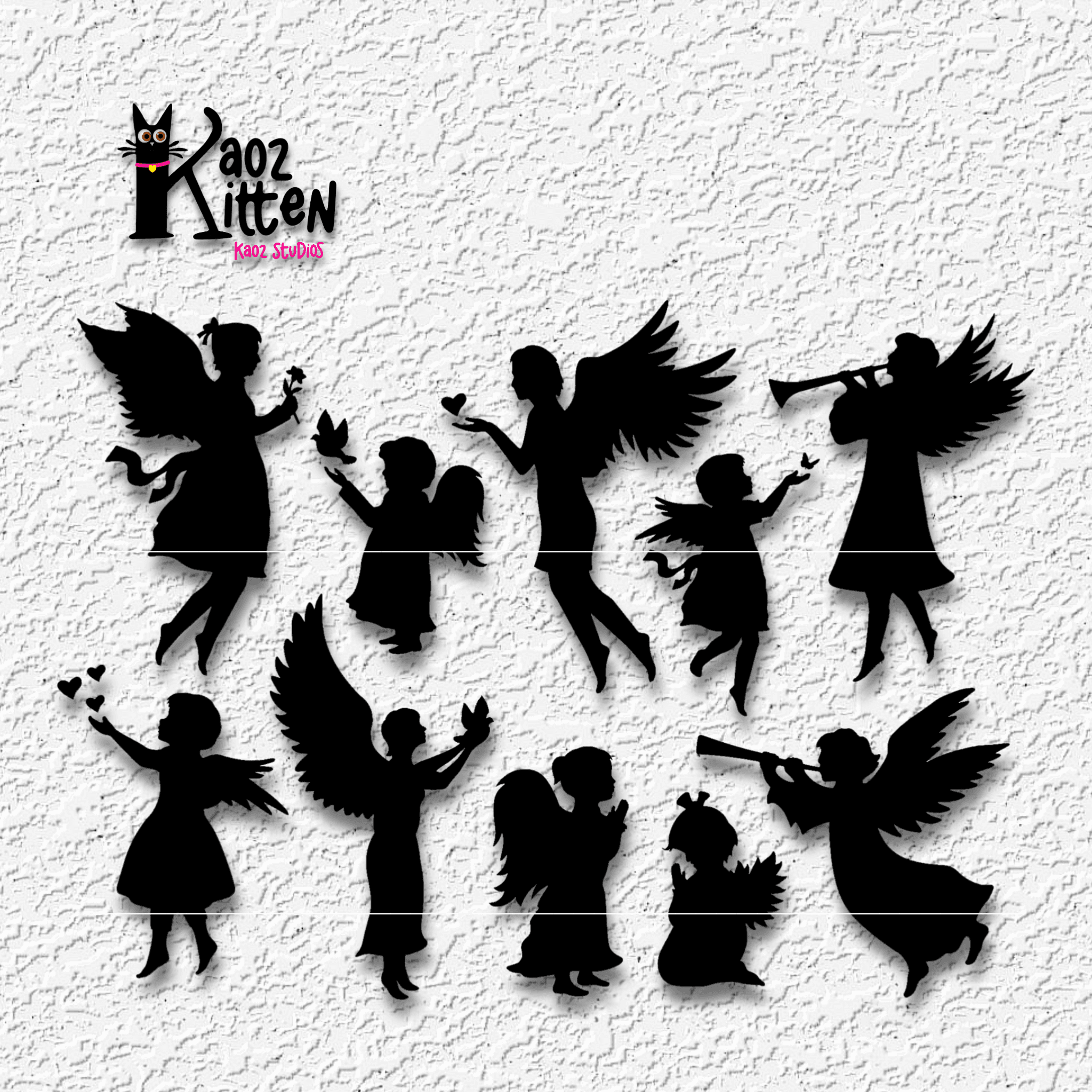 HUGE pack of 10 Angel Charms wall art Christmas decor 3d model