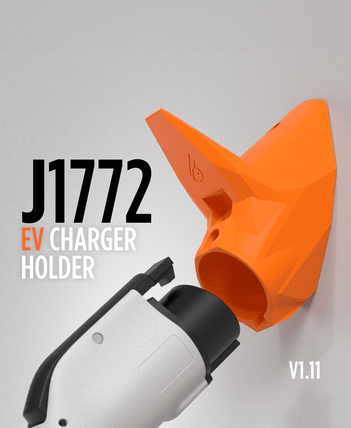 J1772 EV Charger Cable & Plug Holder 3d model