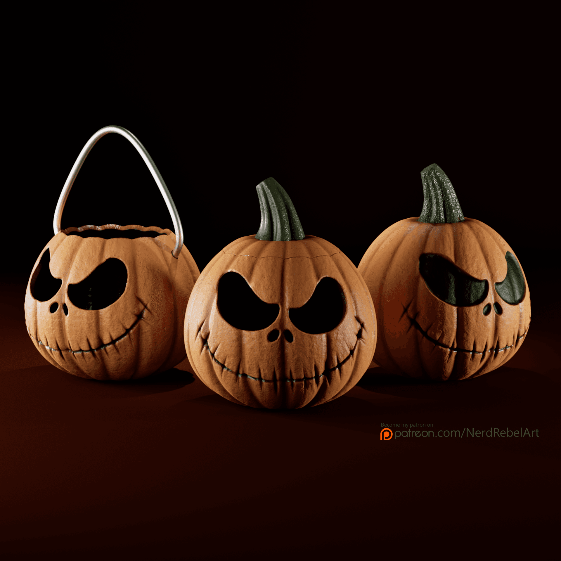 Pumpkin Jack , 3 Versions (solid, light, wearable) 3d model