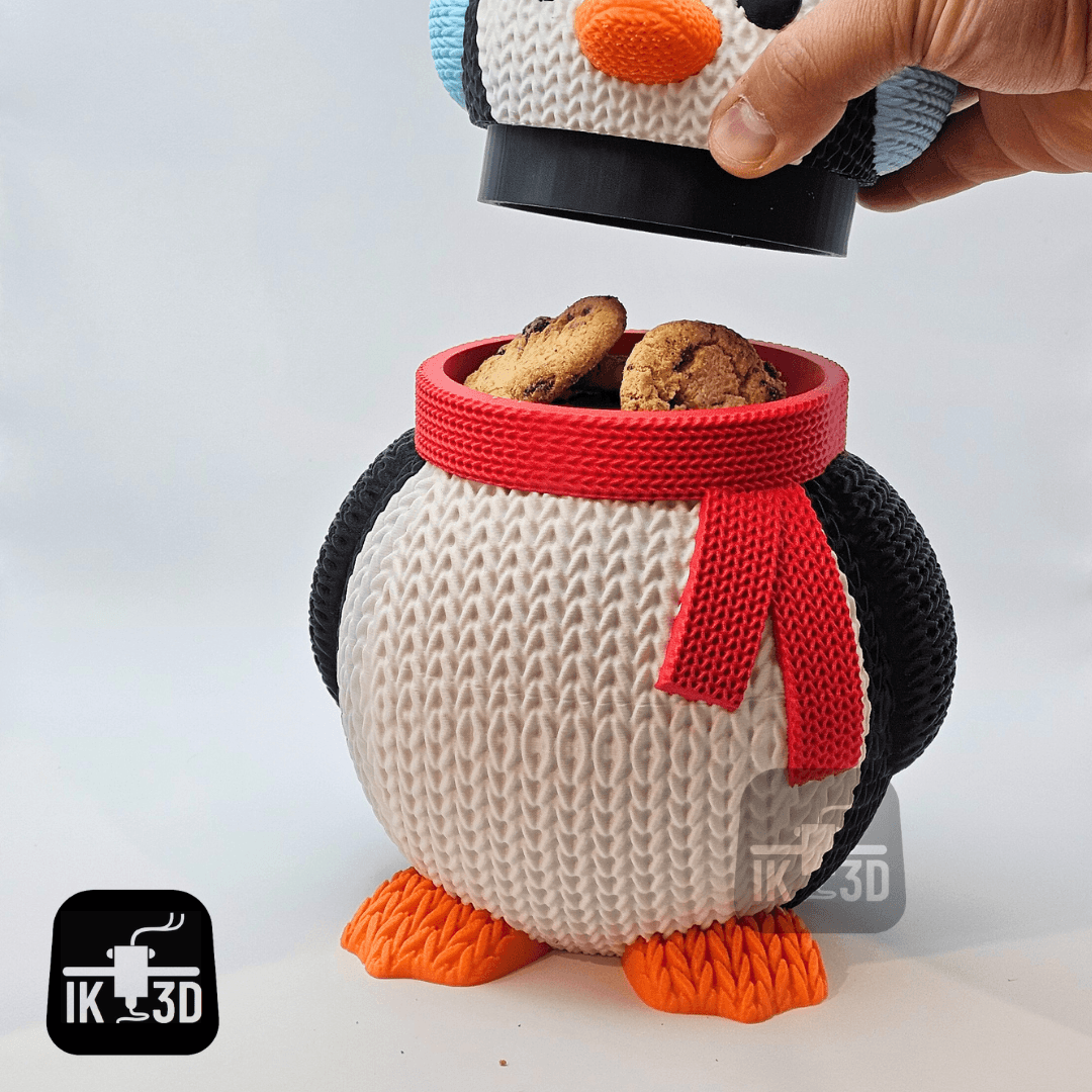 Knitted Penguin Cookie Jar / Container /3MF Included 3d model