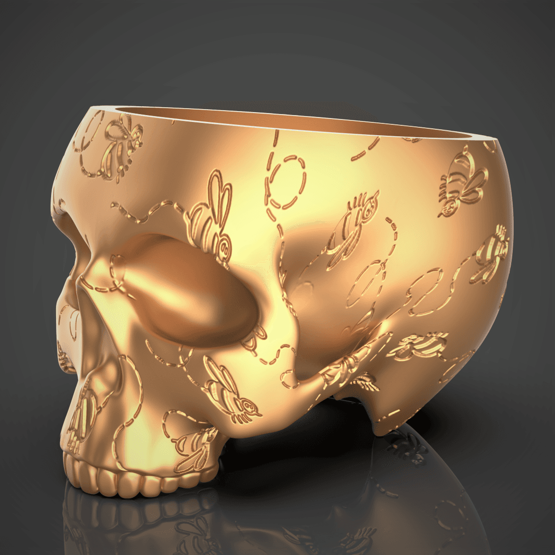 BumbleBee Skull Planter-Bowl  3d model