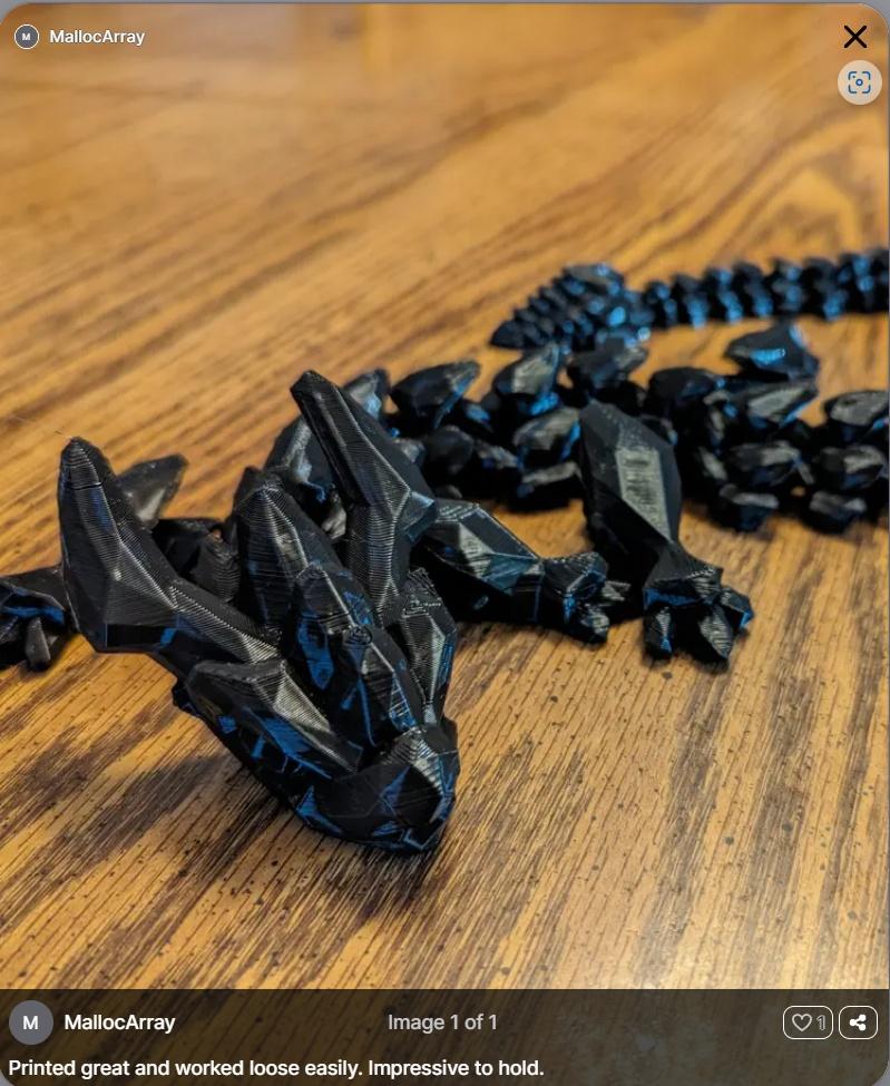 Articulated Dragon 005  - I see you are getting gained on .. so supported you. Also, a gentleman posted this on my page by accident so I thought I'd give the points back to you .. Good Luck - 3d model