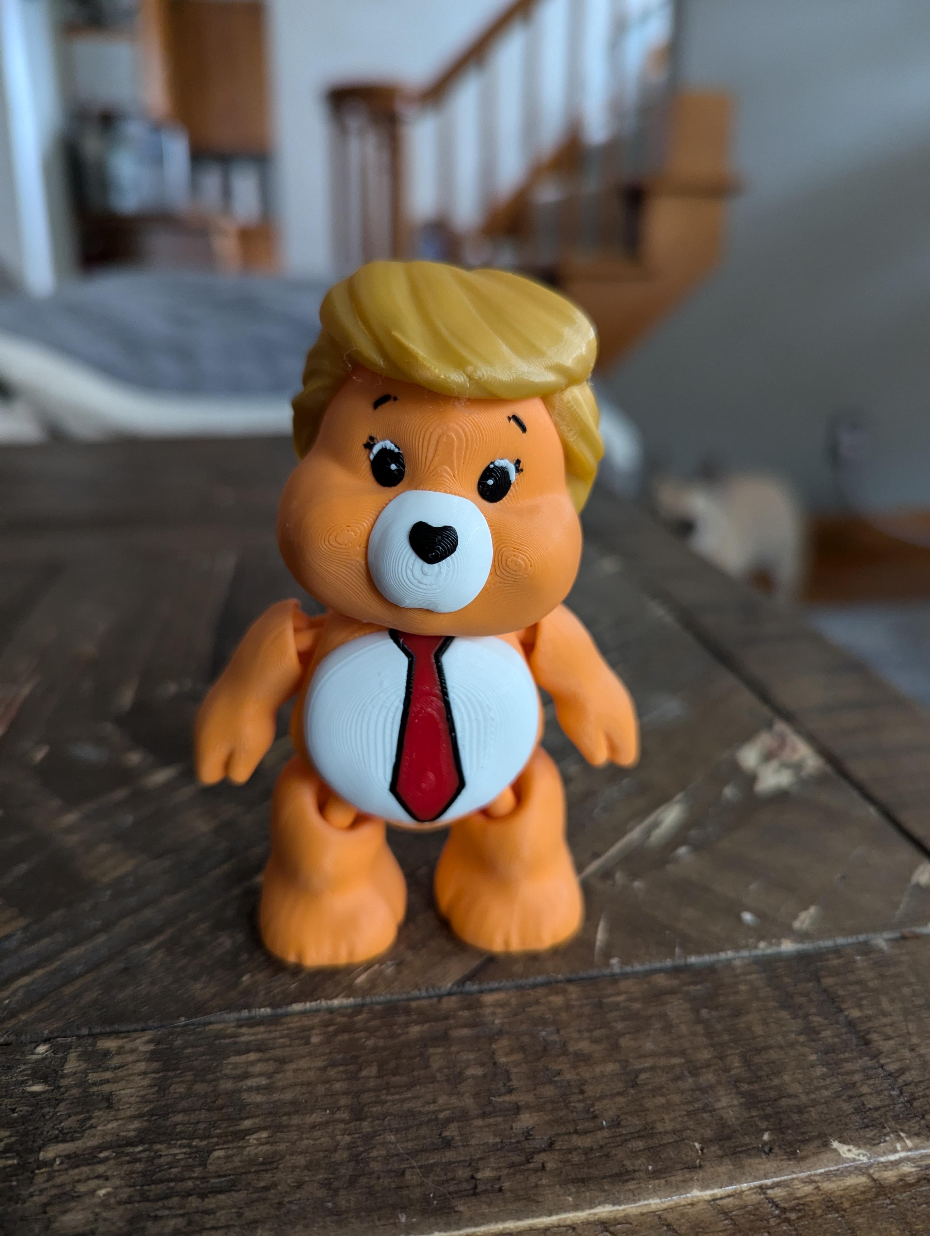 Trump Care Bear, Bears that don't care, Donald Trump, Print in Place, Articulated, Flexi, Flexible 3d model