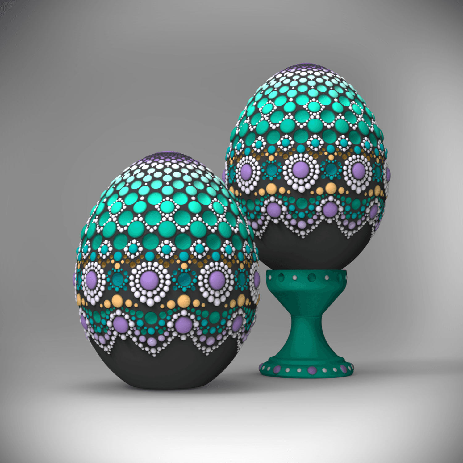 Ornate Dot Art Egg #3 Decor/Container 3d model