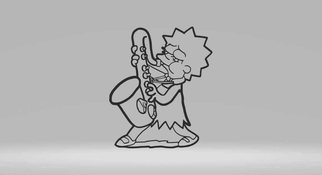 Lisa Simpson  Playing Saxophone 2D Art.stl 3d model