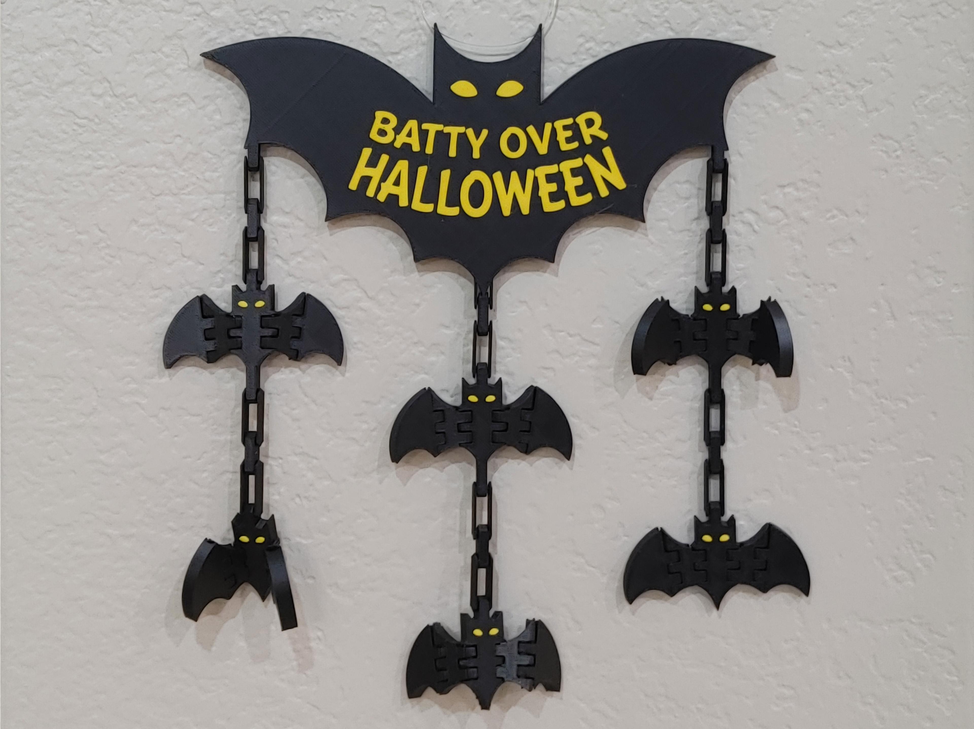 Batty Over Halloween Print in Place Hanging Bat Decoration 3d model