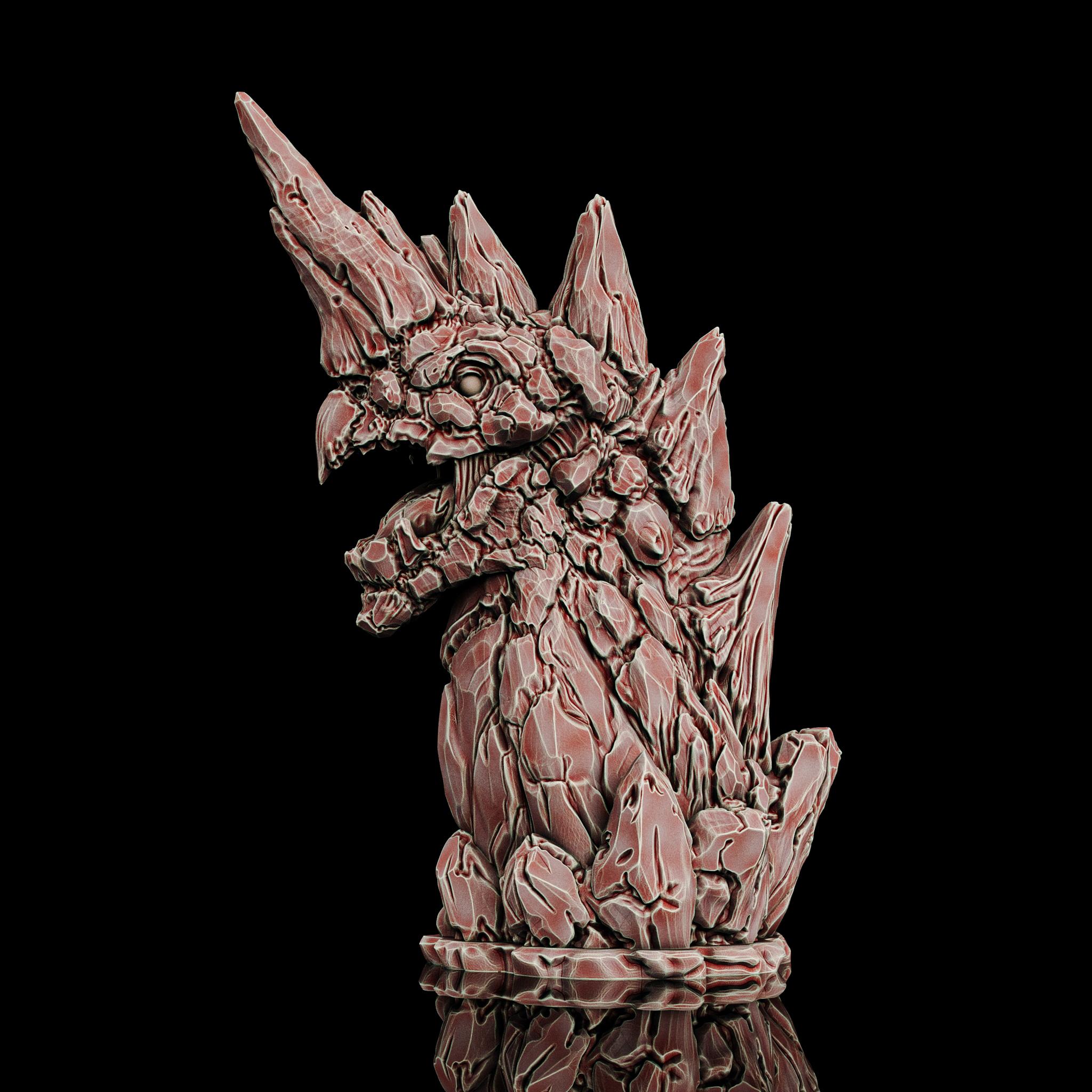 Stone Dragon bust (Pre-Supported) 3d model