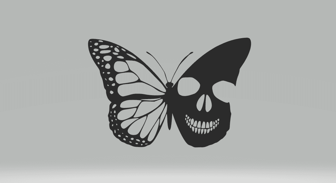 Butterfly Skull 2D Art Frame.stl 3d model