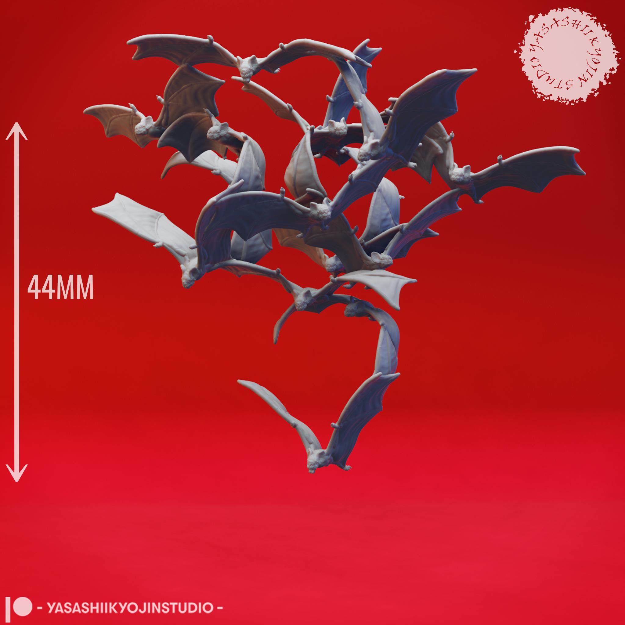 Swarm of Bats - Tabletop Miniature (Pre-Supported) 3d model