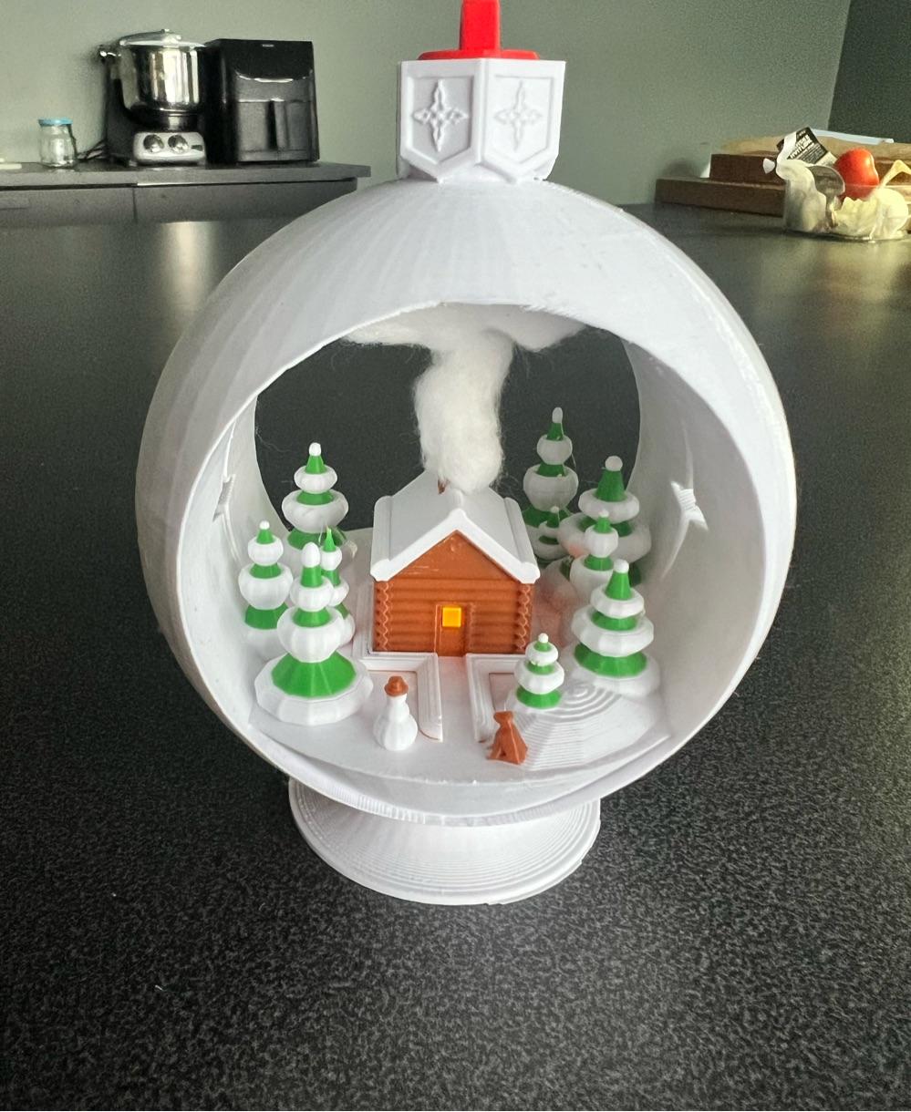 Snow Globe Votive Ornament - Winter Cabin 3d model