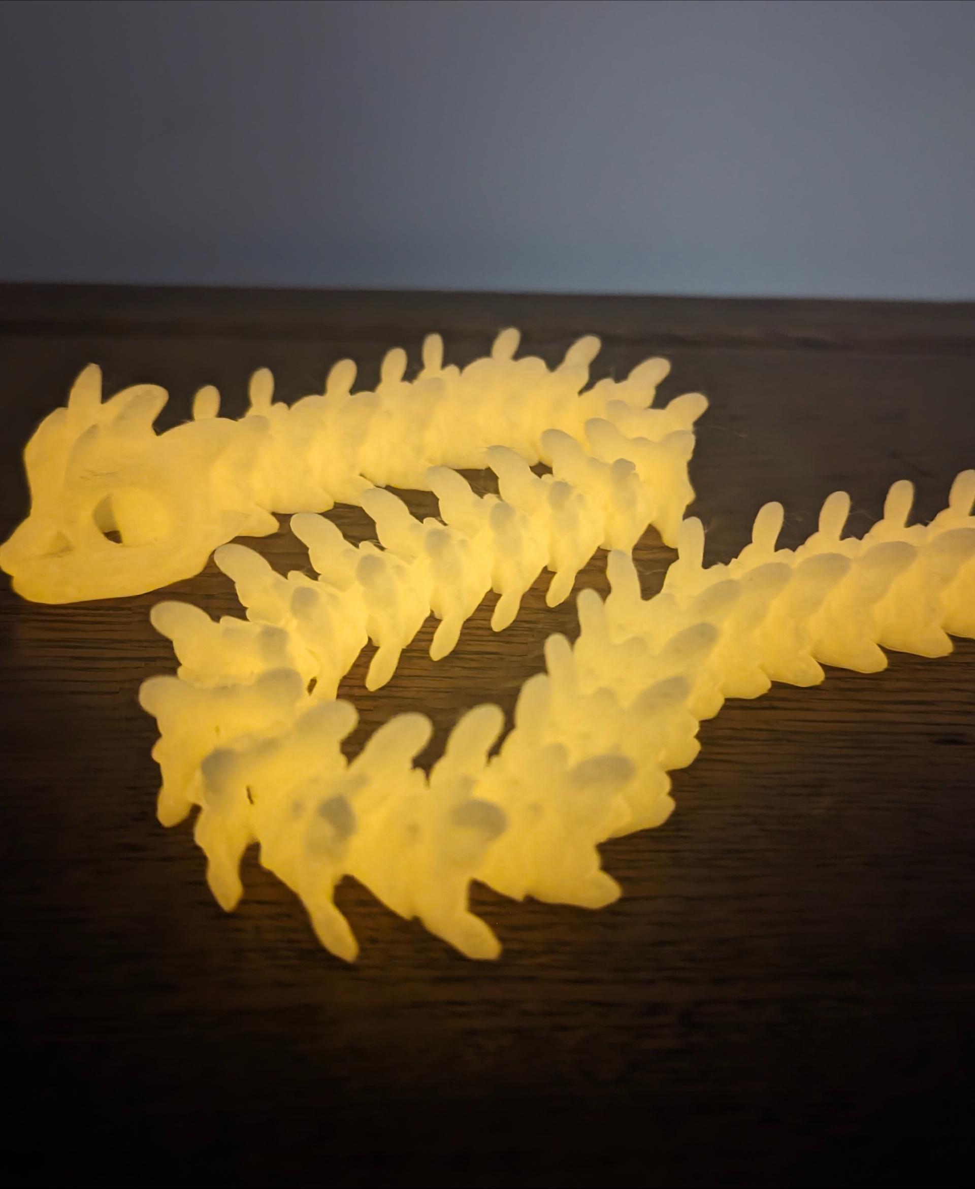 Extra Long Bony Basilisk - Articulated Snap-Flex Fidget (Medium Tightness Joints) - BonyBasilisk printed on the MK3S+ @zyltech
 Hunted Embor (Glow in the dark orange.) - 3d model