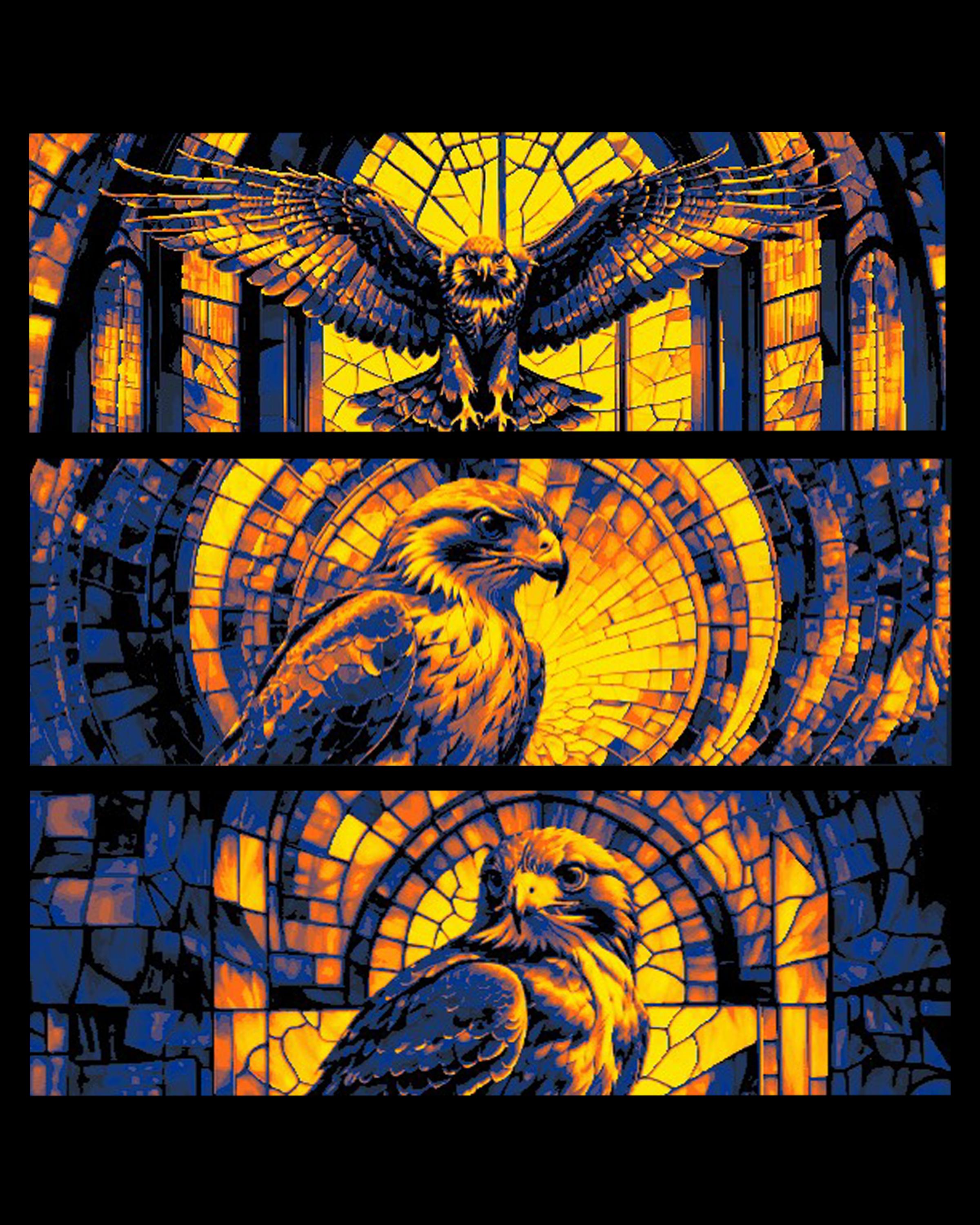 Stained Glass Depictions of a Golden Hawk - Set of bookmarks 3d model