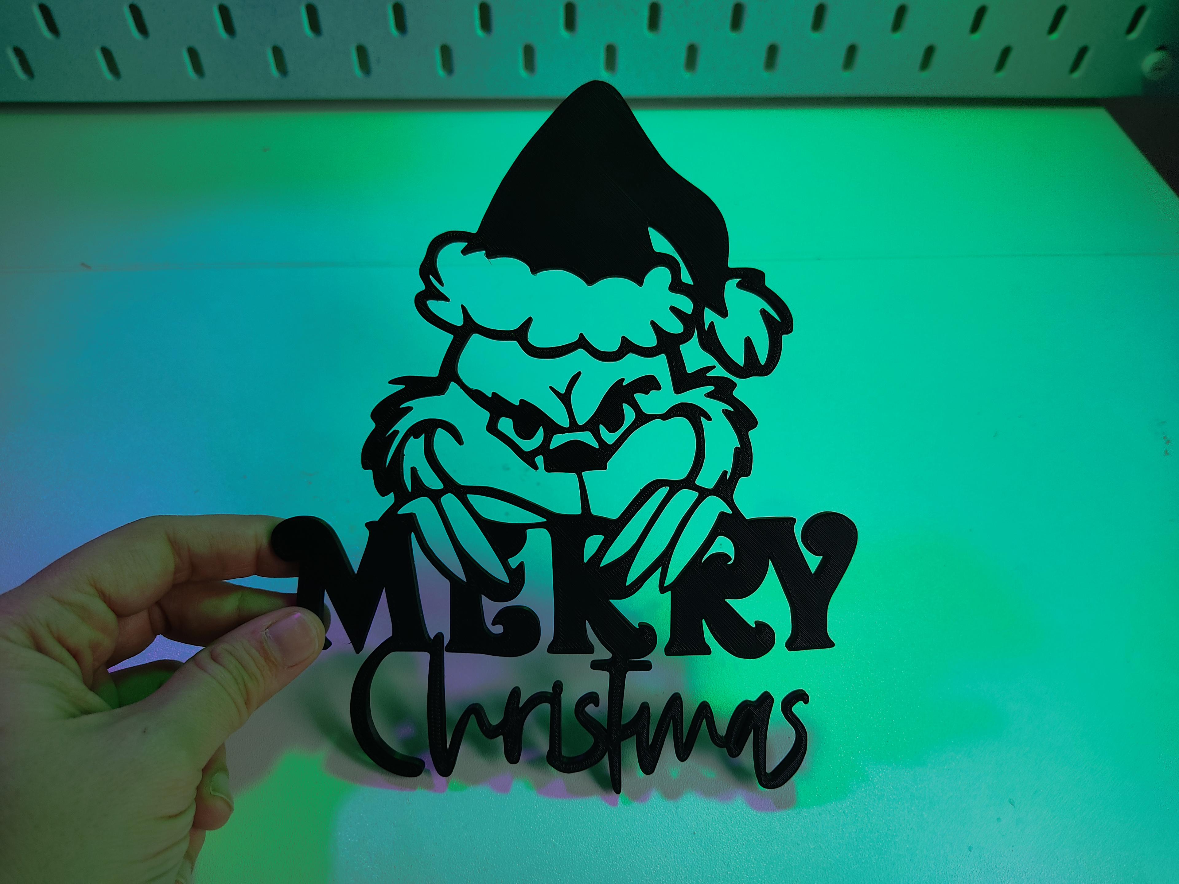 The Grinch Merry Christmas wallart 3d model