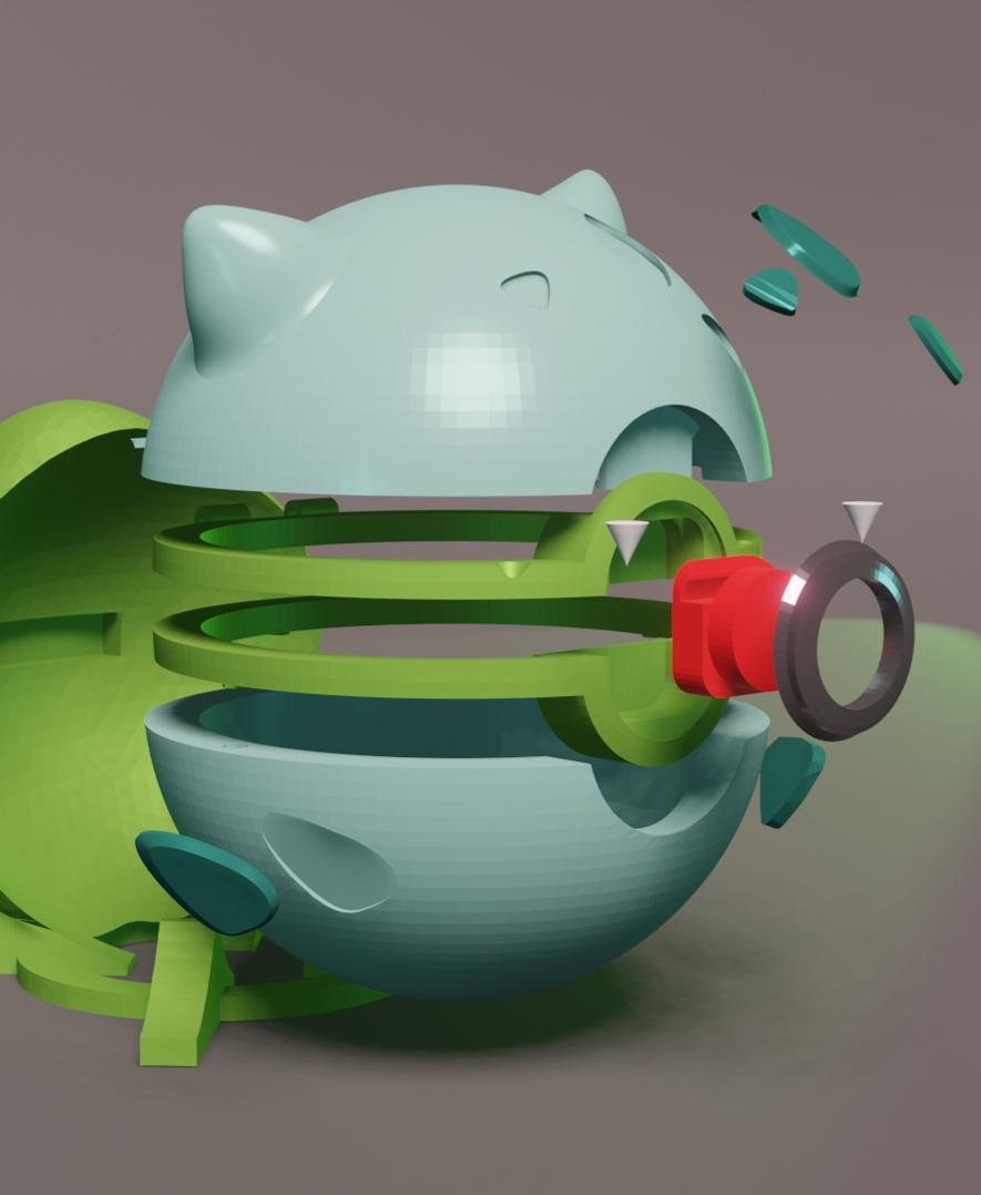 BulbaBall Bulbasaur Themed Opening Pokeball - Fan Art 3d model