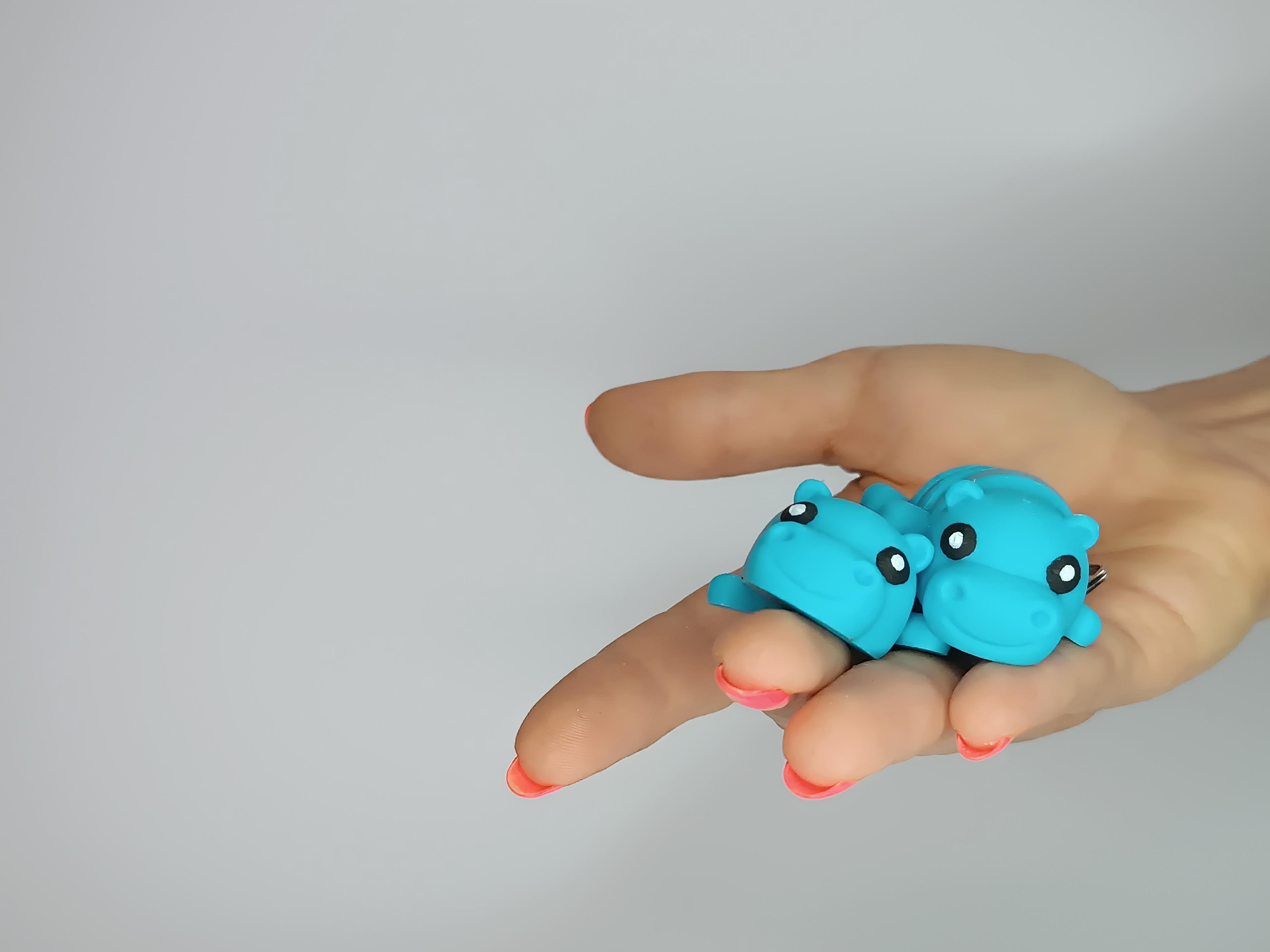 Cute Flexi Pets Hippo (Keychain & Magnet) 3d model