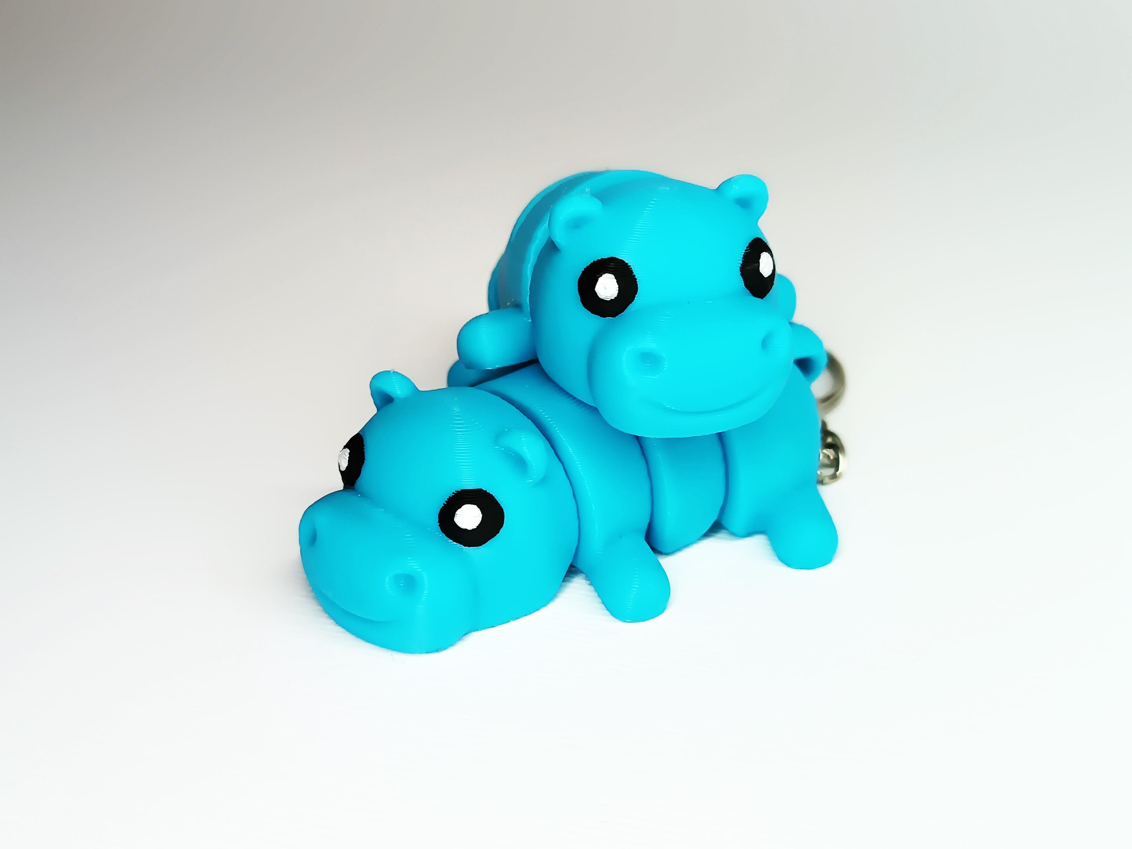 Cute Flexi Pets Hippo (Keychain & Magnet) 3d model