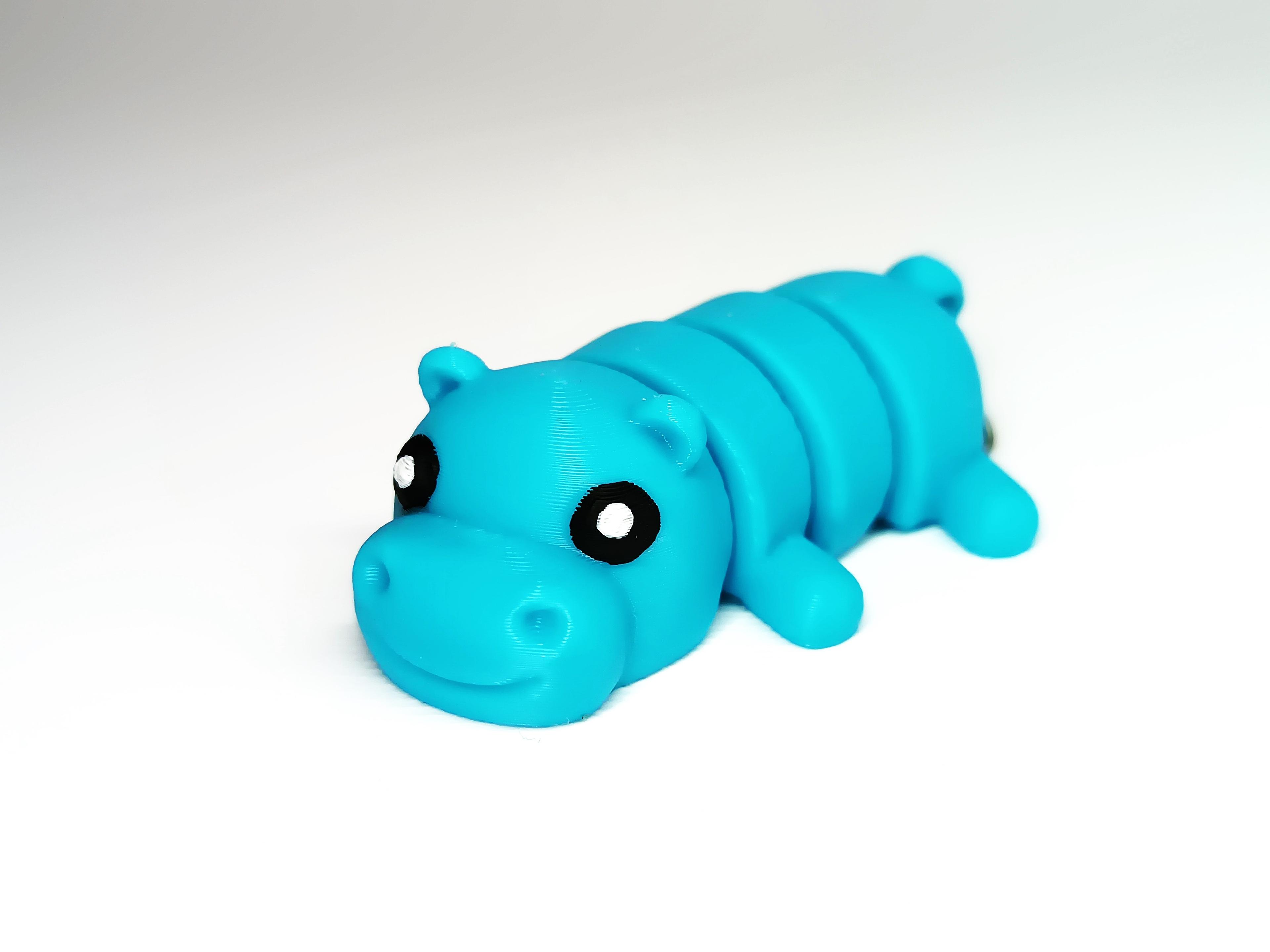 Cute Flexi Pets Hippo (Keychain & Magnet) 3d model