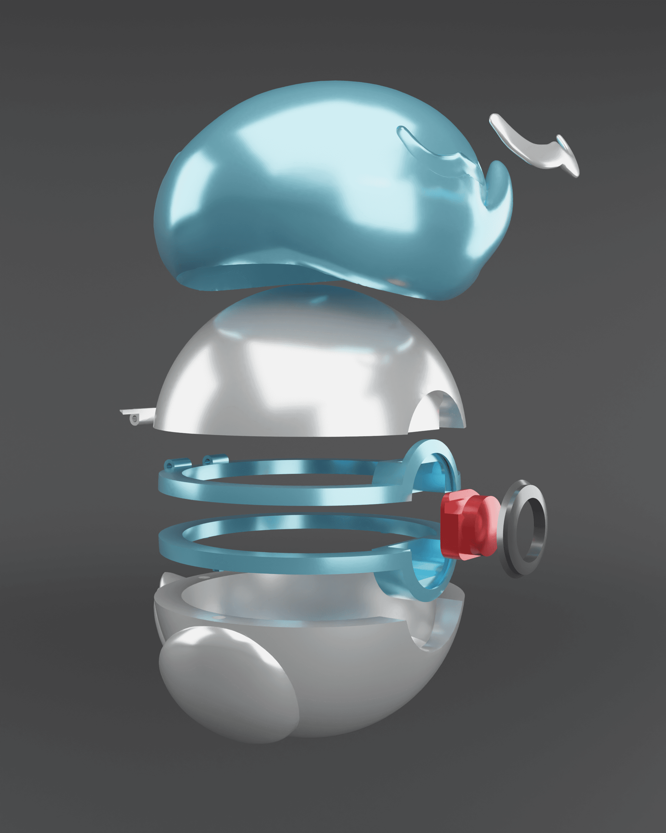 QuaxBall Quaxly Themed Opening Pokeball - Fan Art 3d model