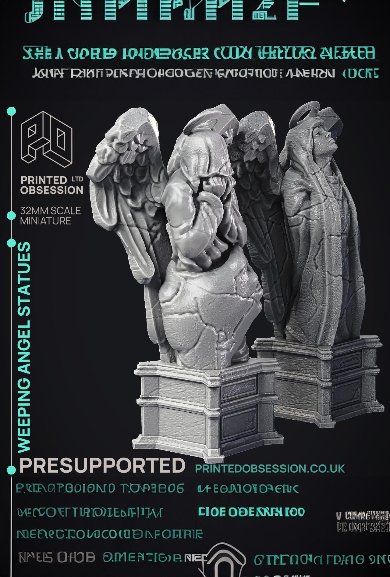 Weeping Angel Statues - Scenery - PRESUPPORTED - heaven hath no fury - 32 mm scale 3d model