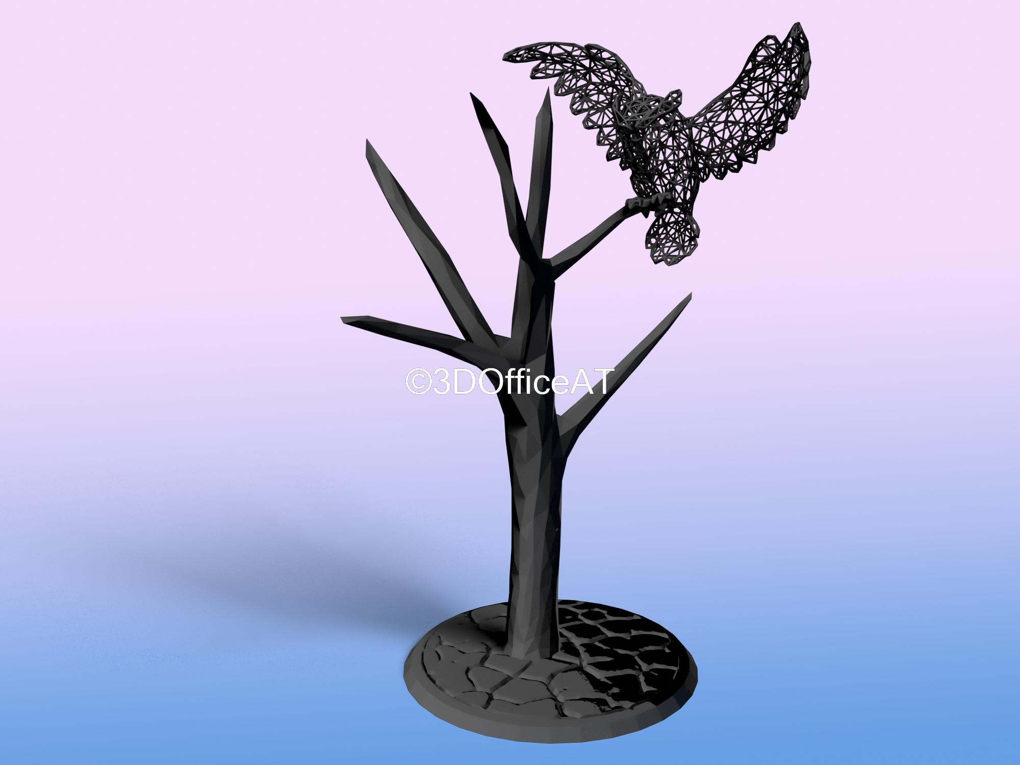 Wire Art: Owl on Tree 3d model