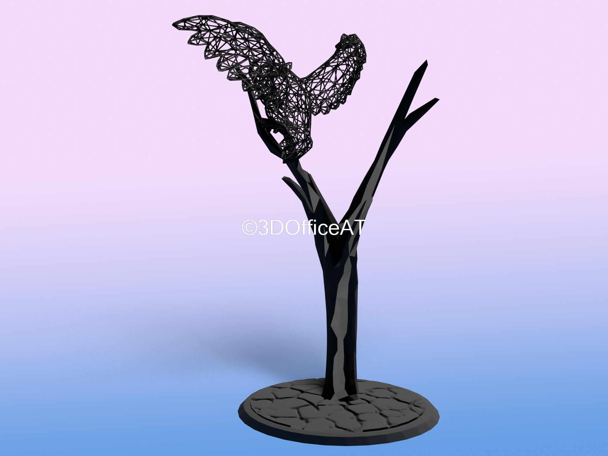 Wire Art: Owl on Tree 3d model