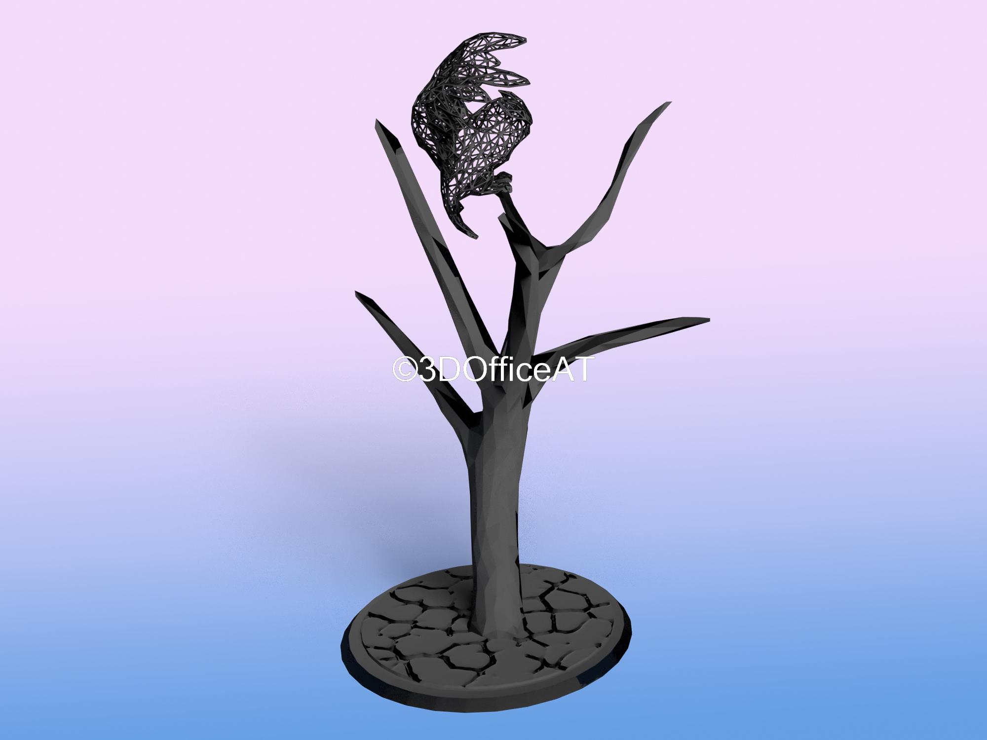 Wire Art: Owl on Tree 3d model