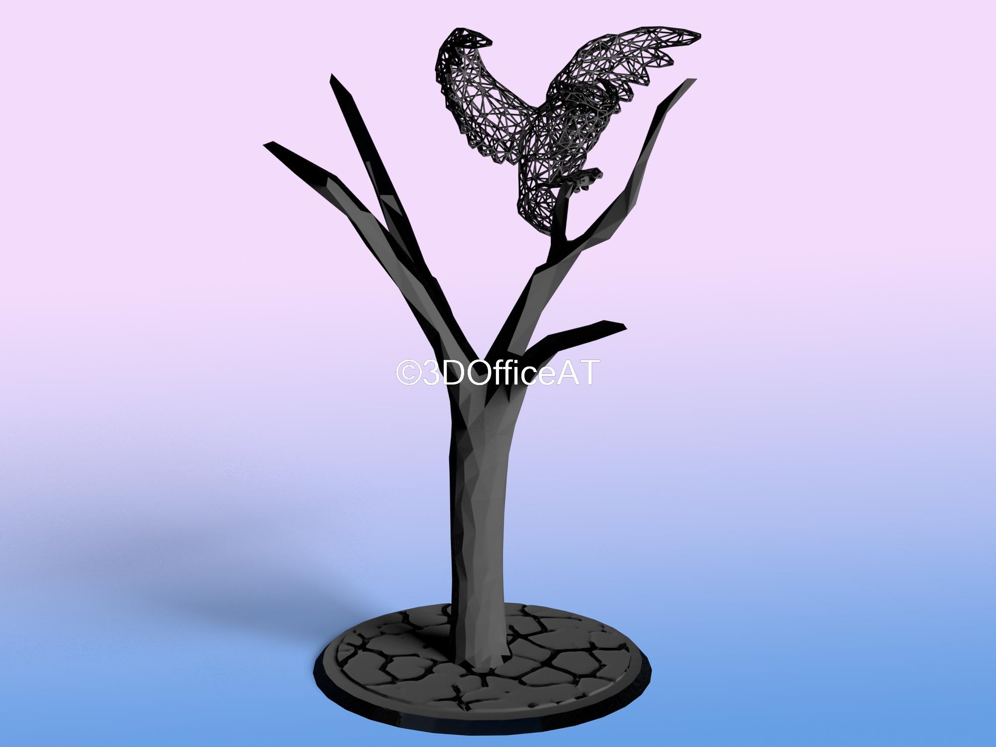 Wire Art: Owl on Tree 3d model