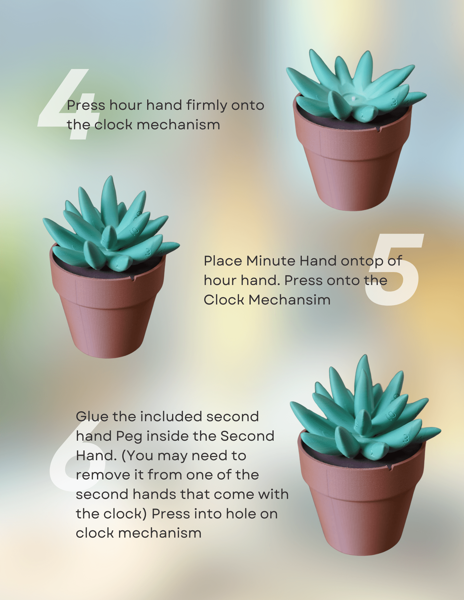 Succulent Clock 3d model