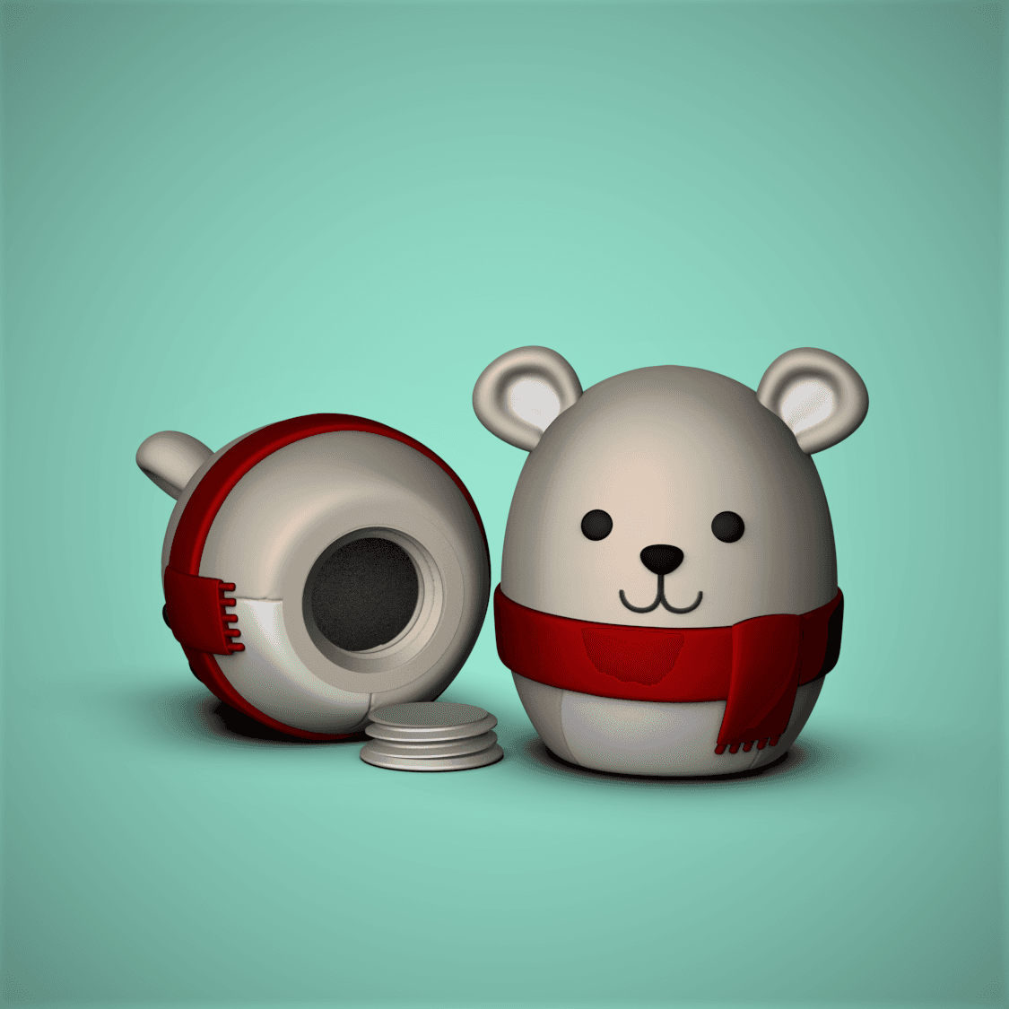 Cute Polar Bear Container 3d model