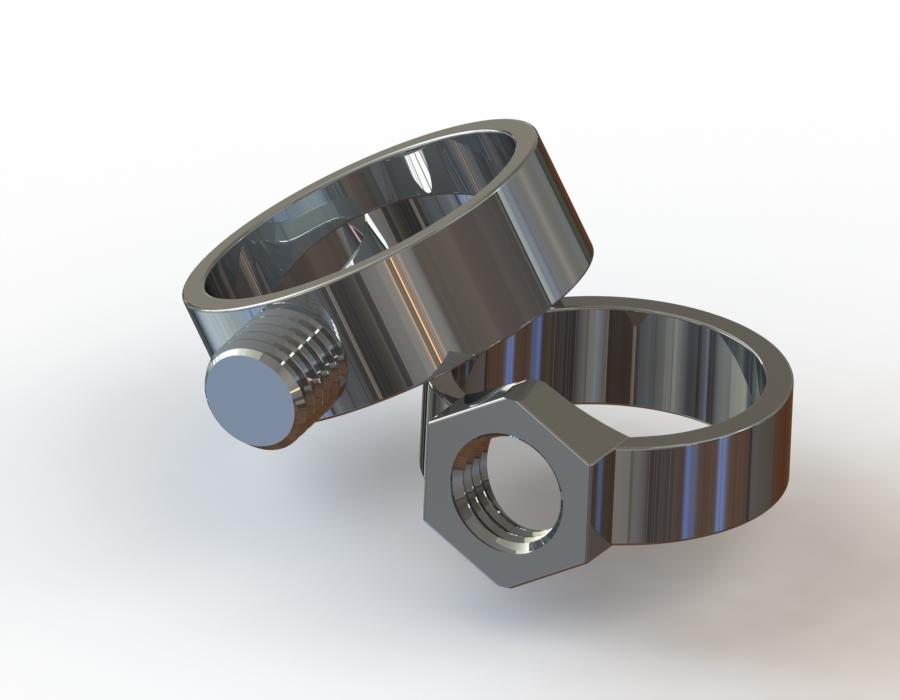 Couple mechanical rings 3d model