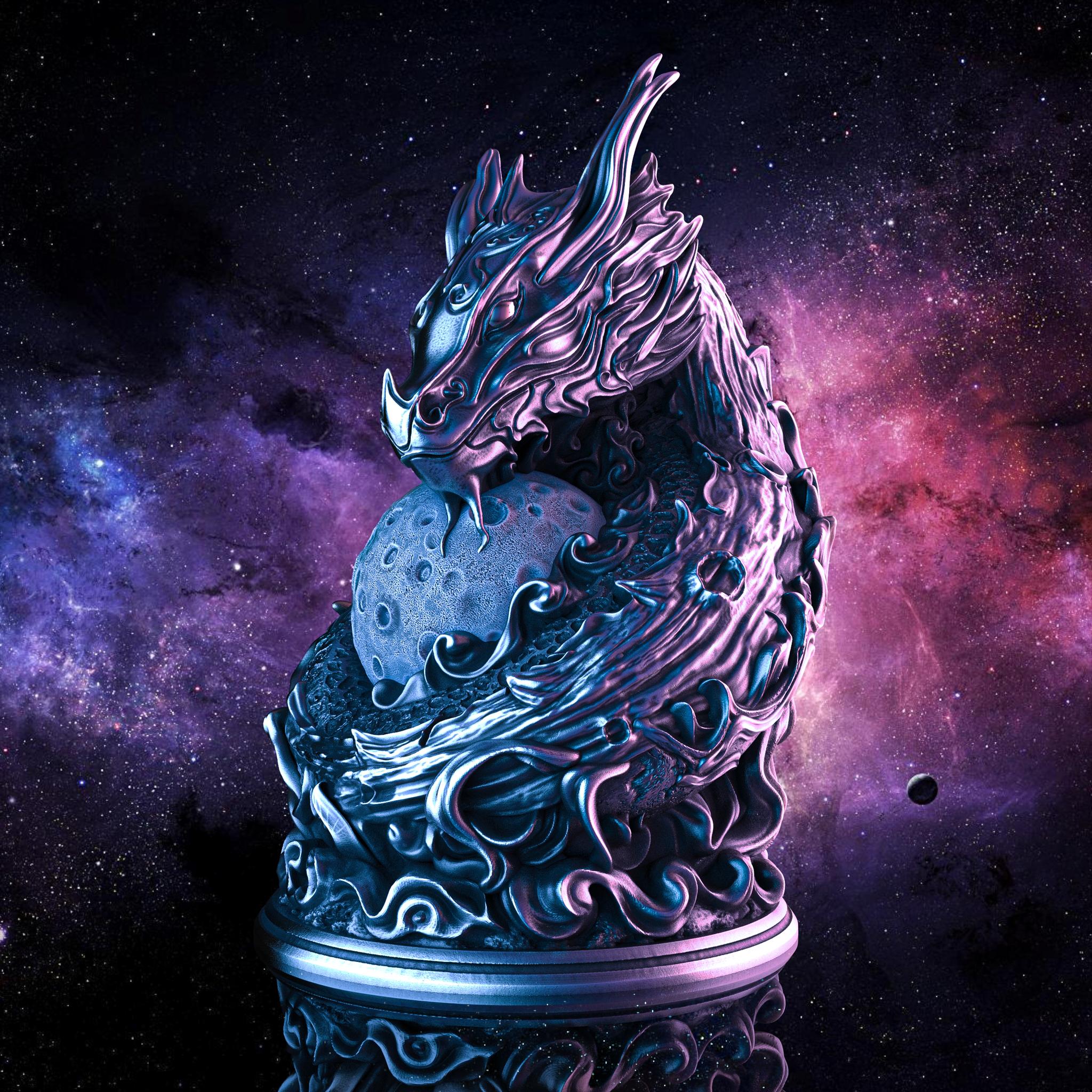 Moon Dragon bust - (Pre-Supported) 3d model