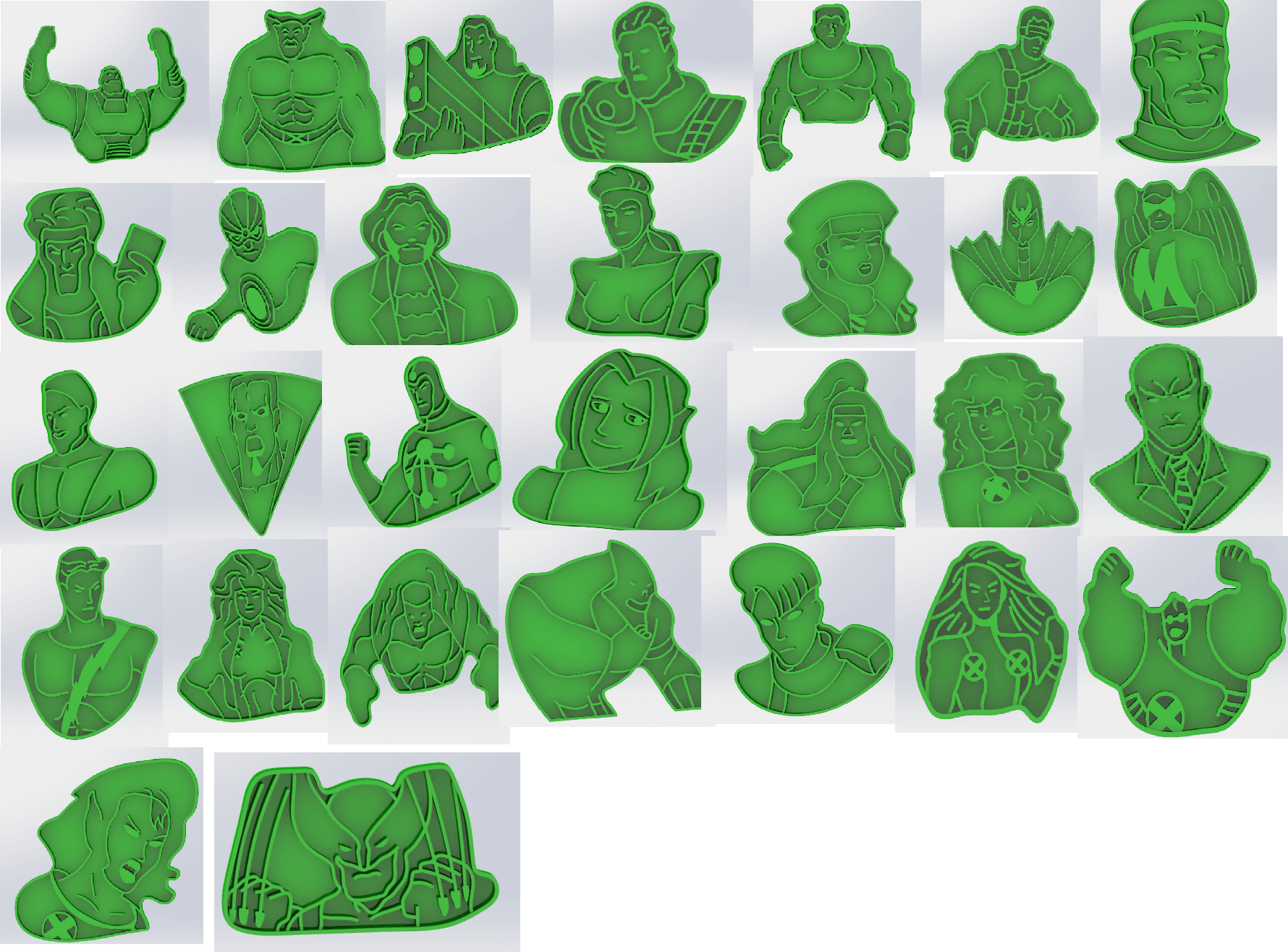 X-men cookie cutters bundle 30 characters ready to 3d print 3d model