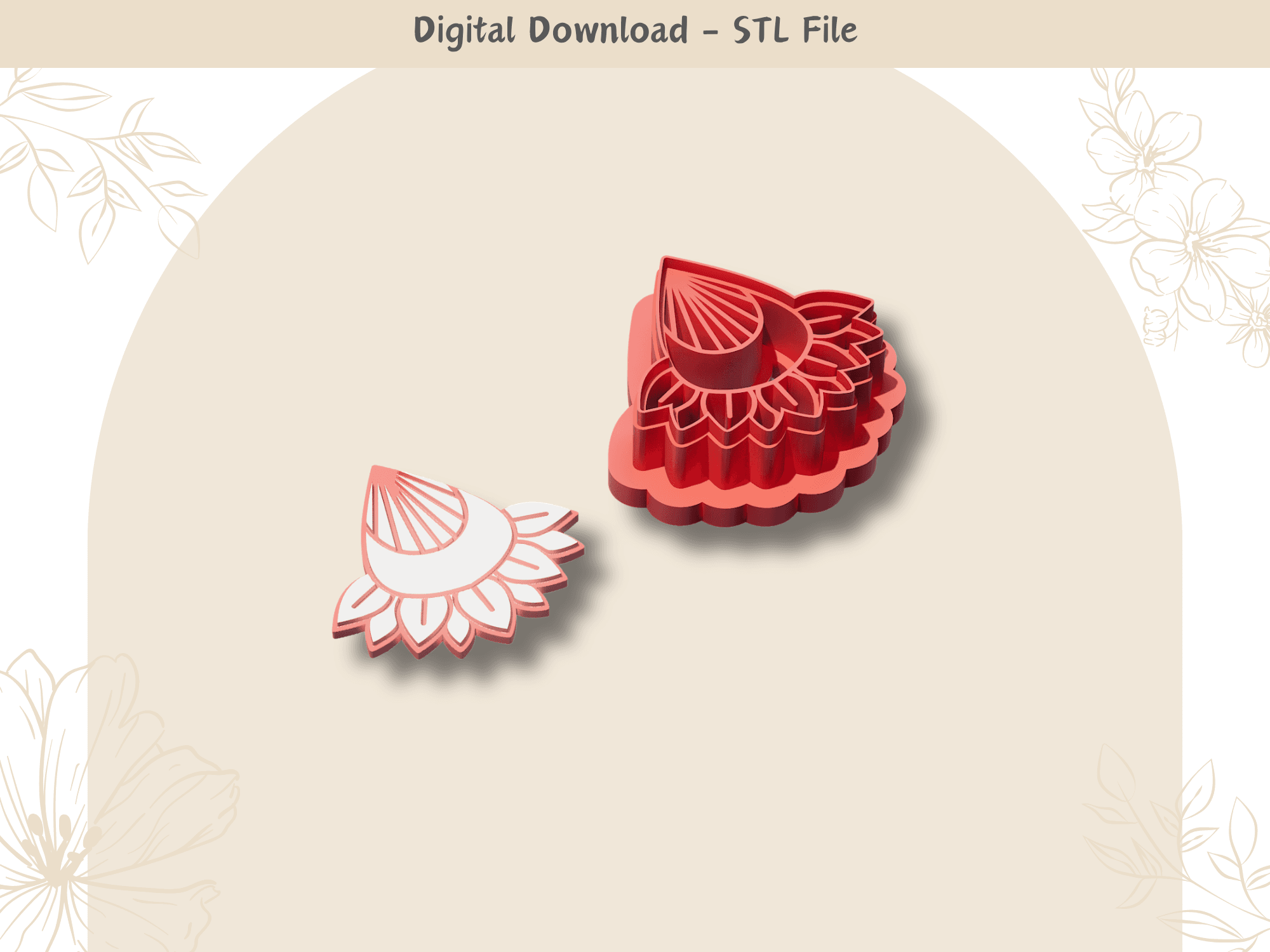 Tribal Abstract 03 Clay Cutter for Polymer Clay | Digital STL File | Clay Tools | 4 Sizes  3d model