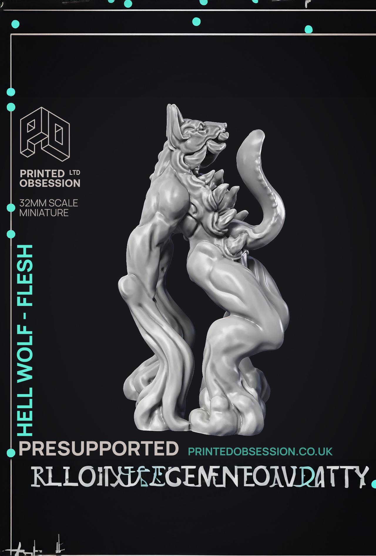 Hell Wolf - Flesh - PRESUPPORTED - Hell Hath No Fury - Scale 32mm  3d model