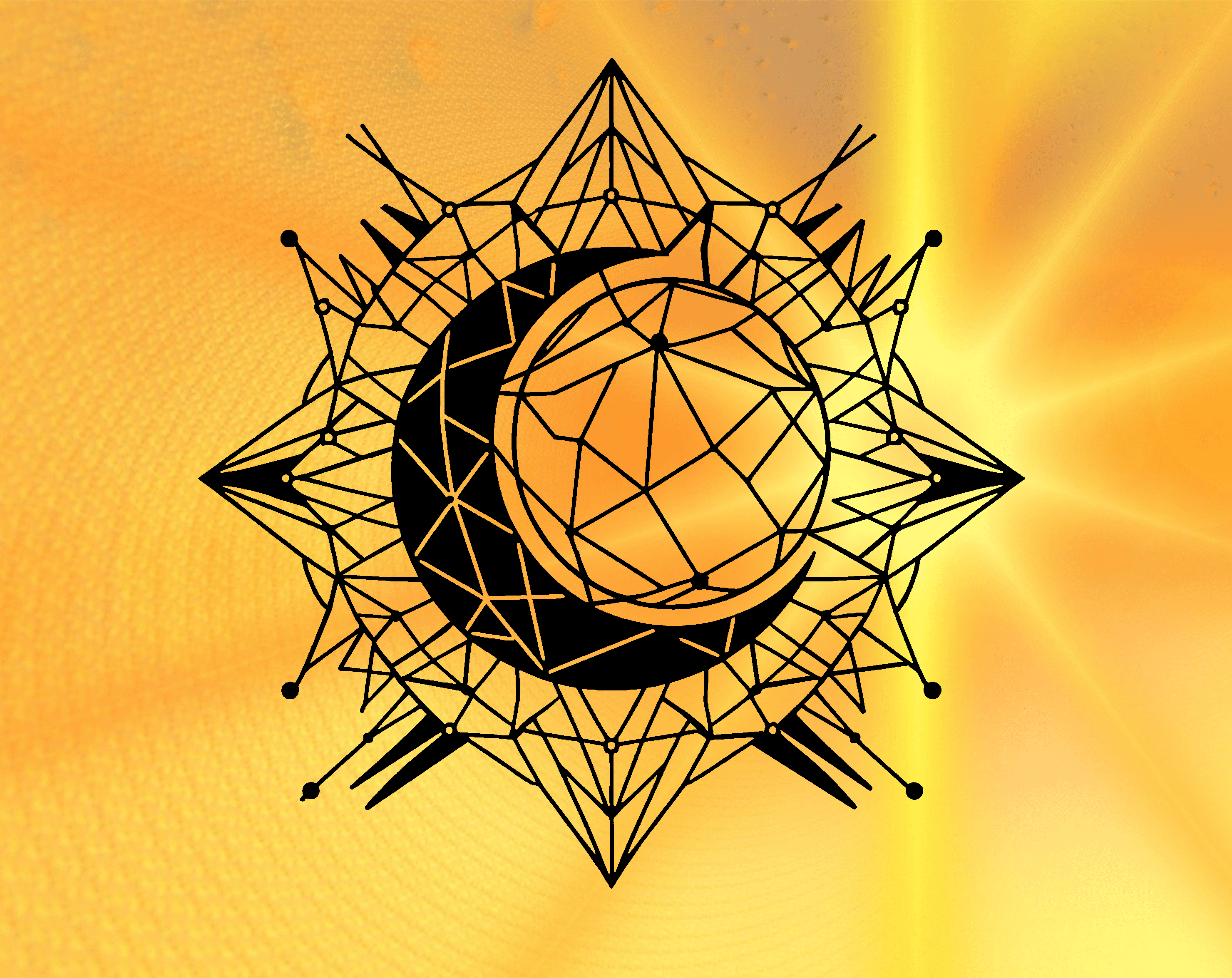 Geometric 2D moon and sun wallart 3d model