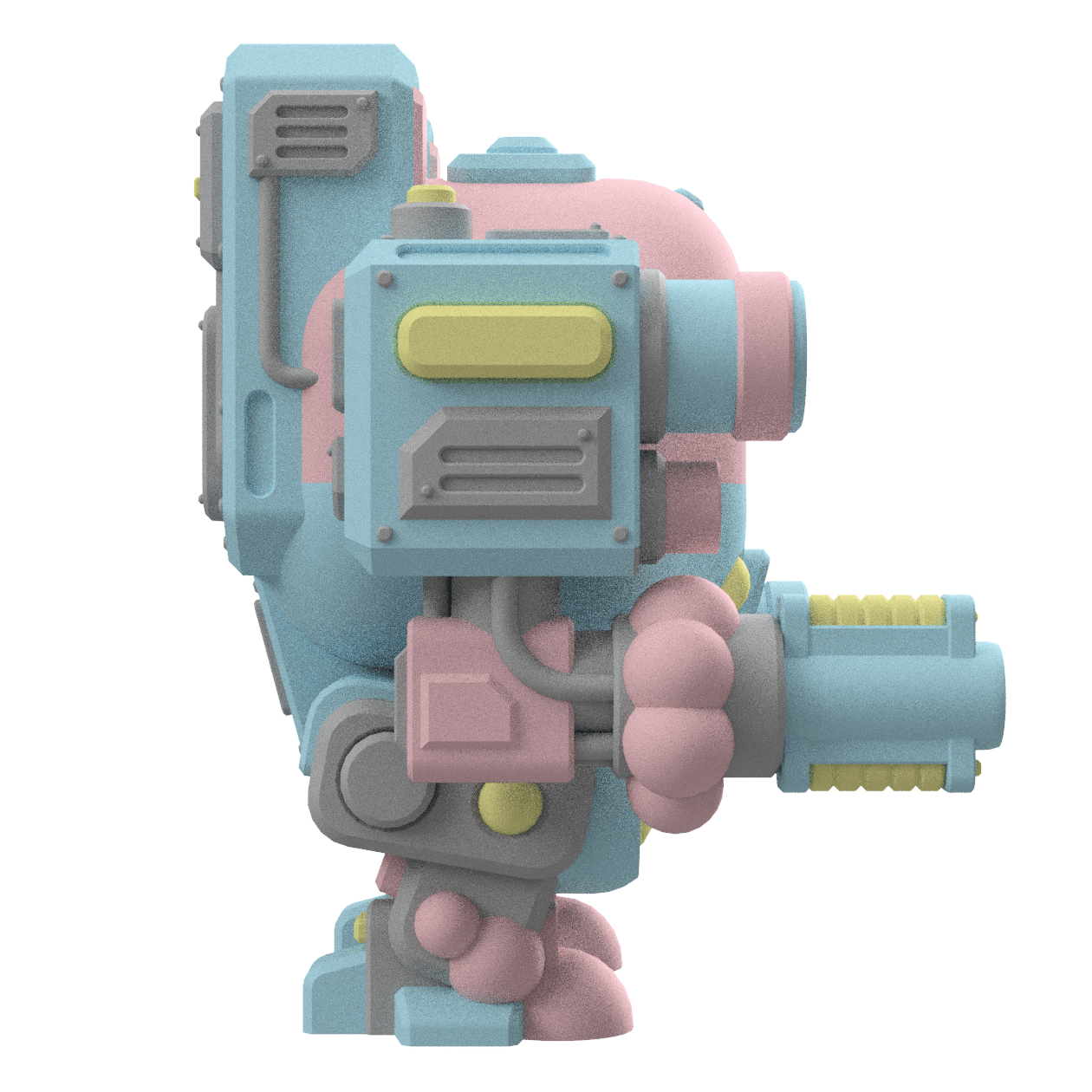 UWU Strike Force Bubbles: Adorable Sci-Fi Cat Mech Miniature for Tabletop Wargames | Royalty-Free 3D 3d model