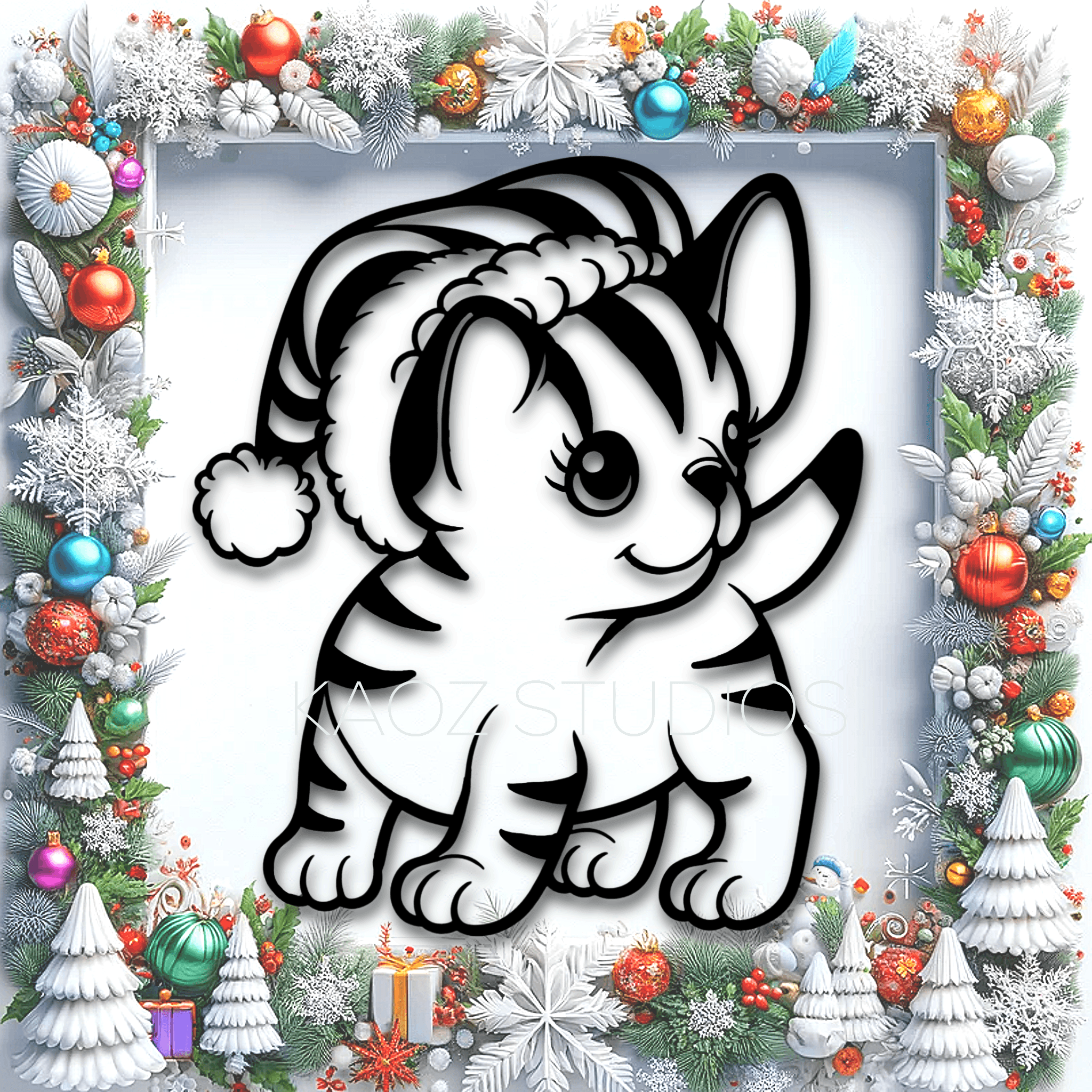 santa kitten wall art christmas wall decoration xmas kitty cat decor 3d model