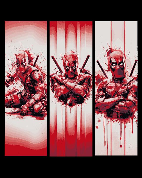 Fan Art - Marvel Character Deadpool portraits -set of 3 Bookmarks 3d model