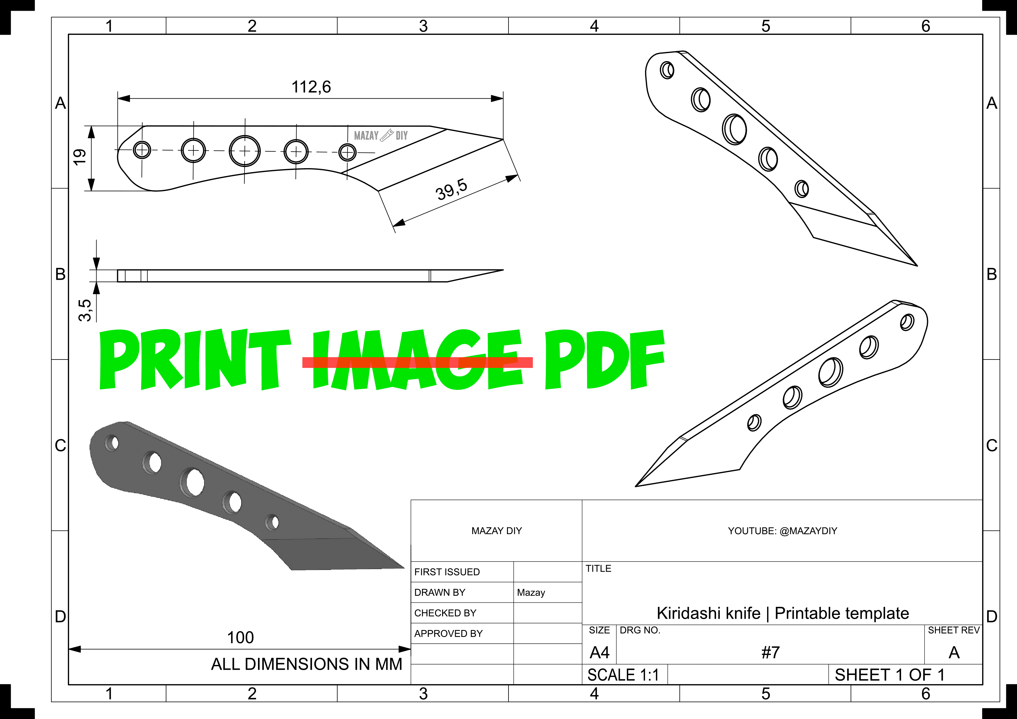 Kiridashi - DIY japanese knife 3d model