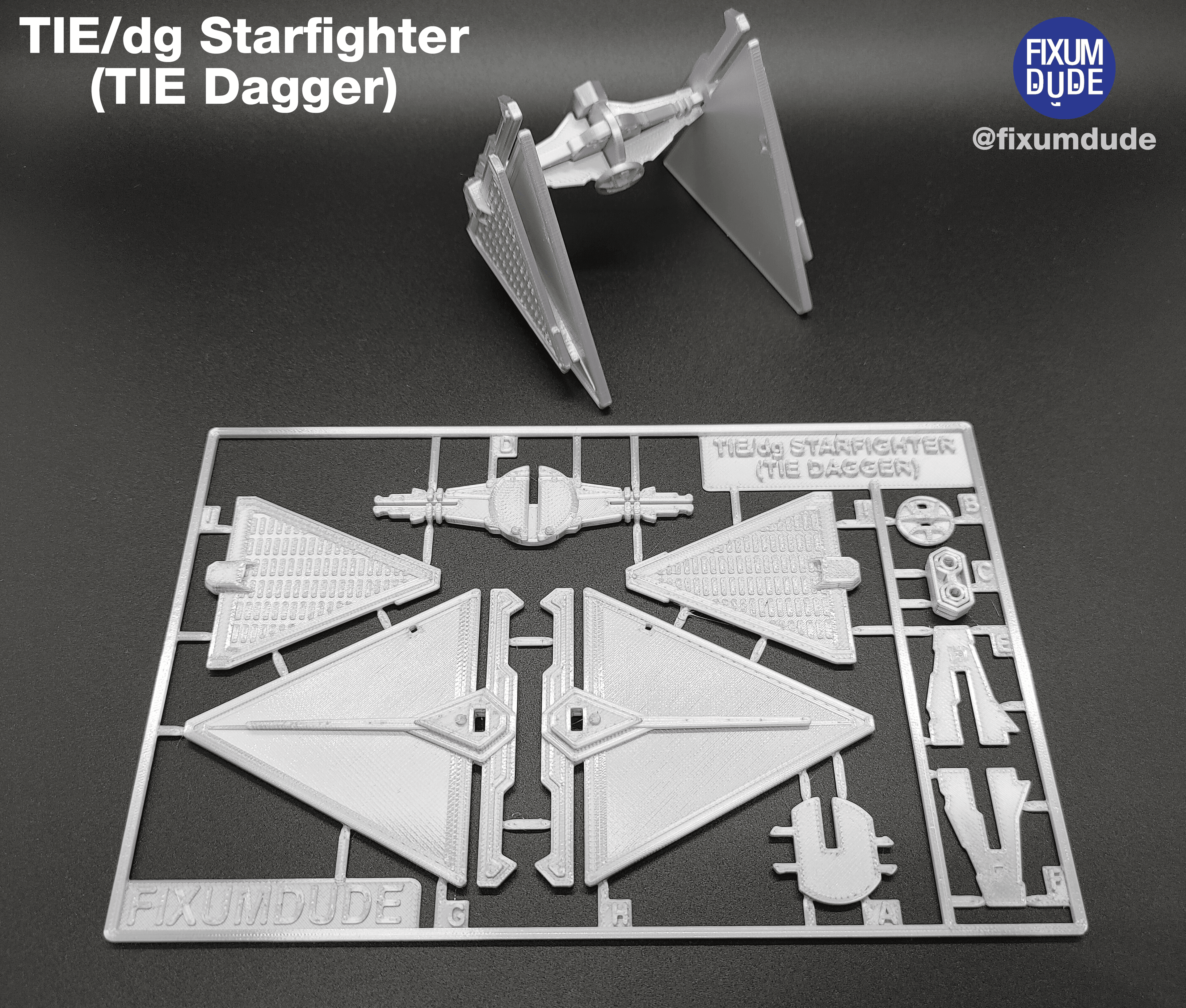 TIE/dg Starfighter (TIE Dagger) (Sith TIE Figher) Kit Card 3d model