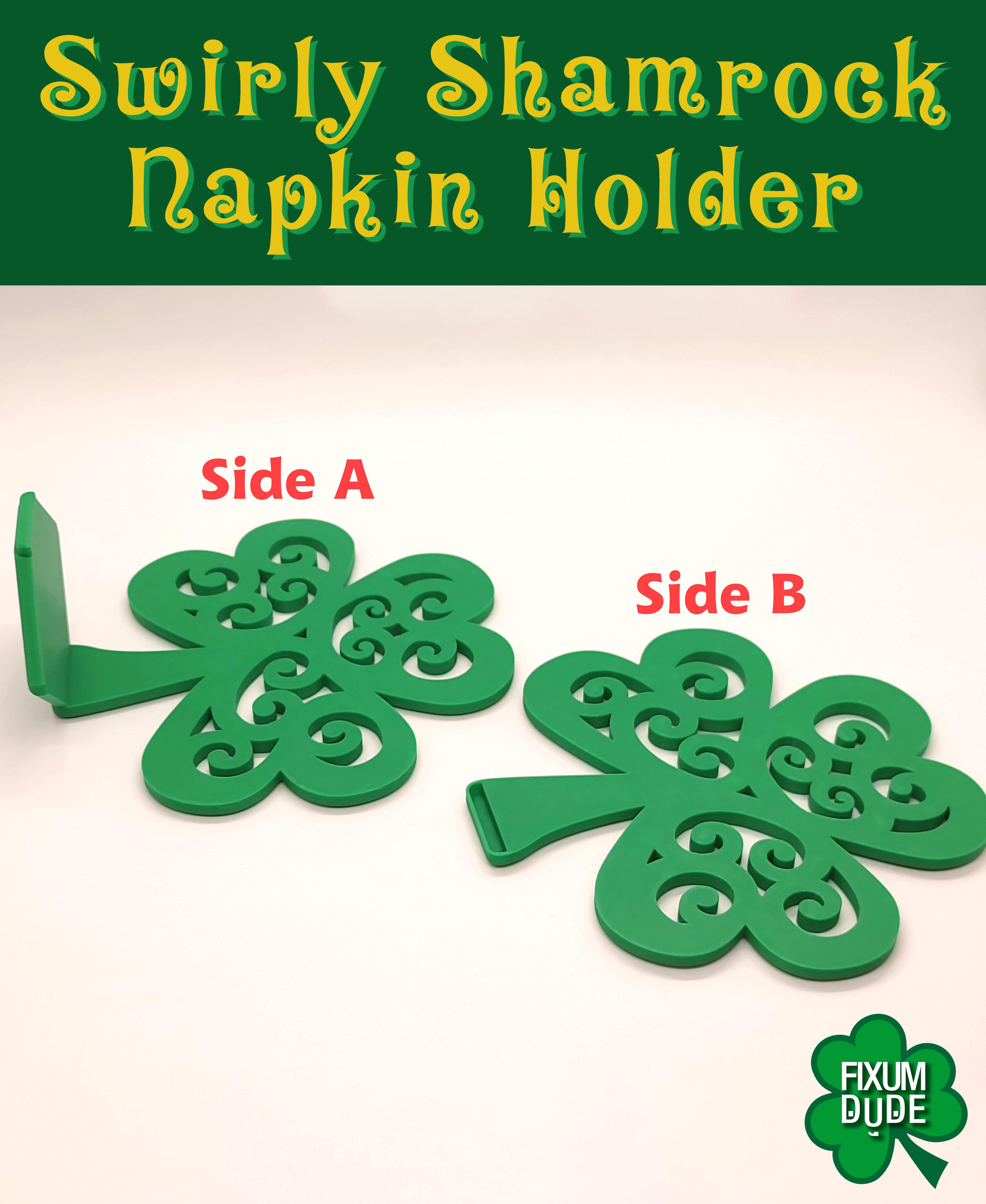 Swirly Shamrock St. Patrick's Day Napkin Holder 3d model