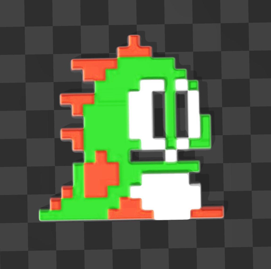 bubble bobble retro game character 3d model