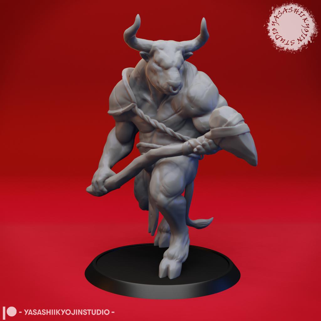 Minotaur Warband - Tabletop Miniatures (Pre-Supported) 3d model