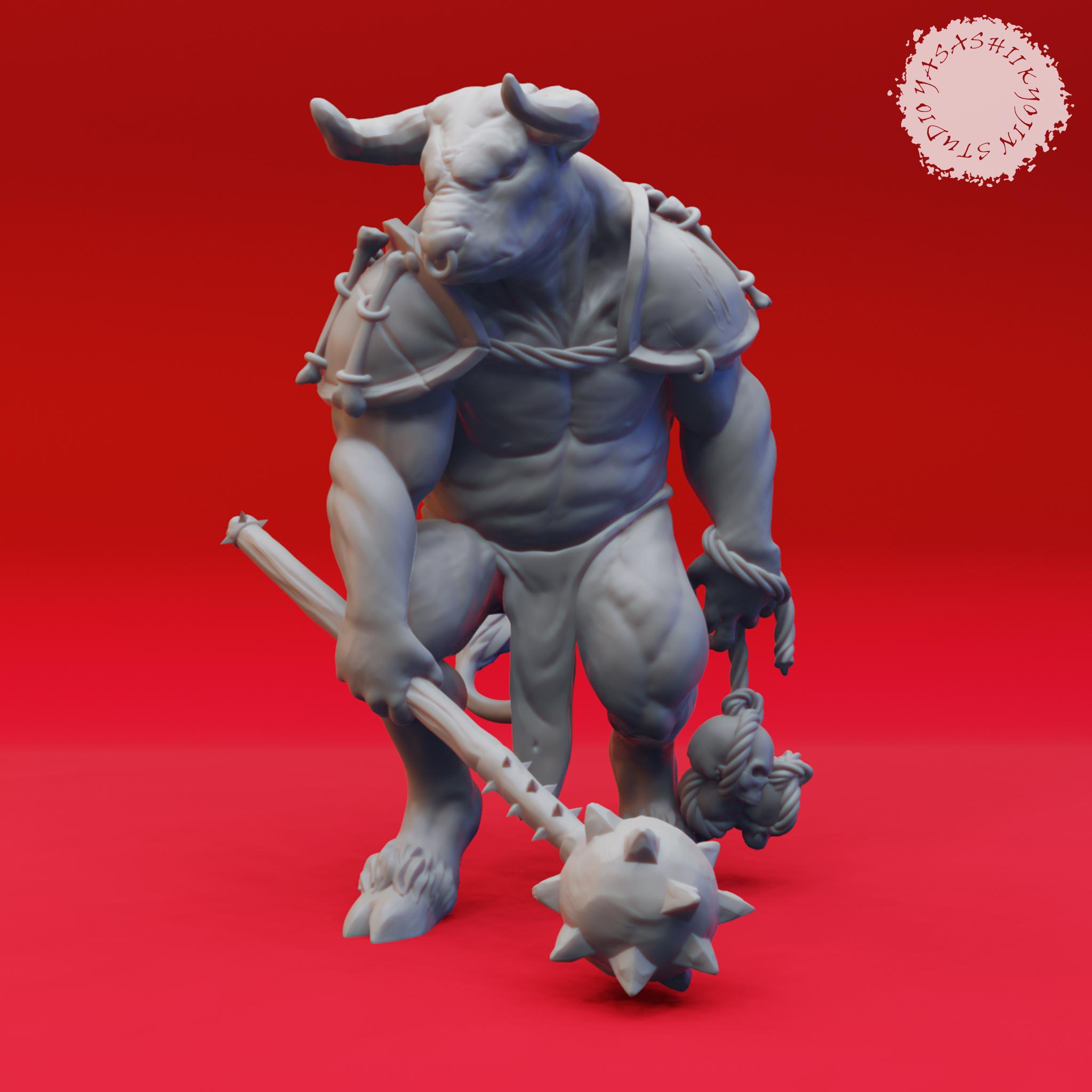 Minotaur Warband - Tabletop Miniatures (Pre-Supported) 3d model