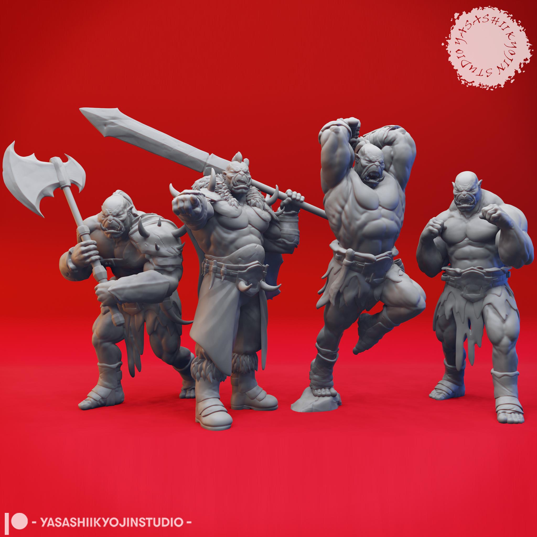 Clan of Orcs - Tabletop Miniatures (Pre-Supported) 3d model