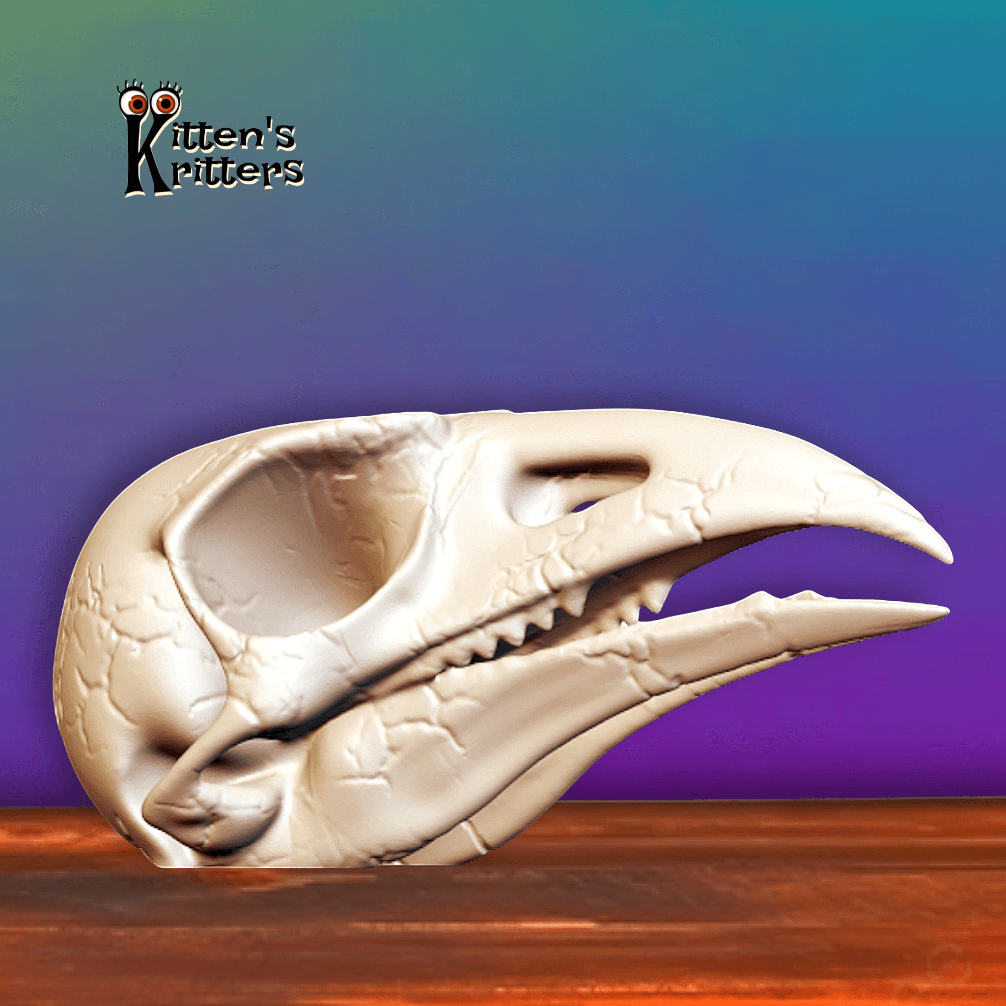 Desert Predator Skull Prehistoric Bird Skeleton Figurine 3d model