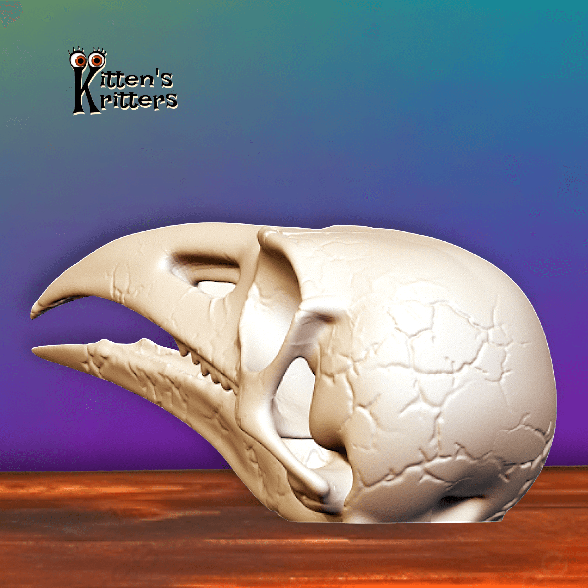 Desert Predator Skull Prehistoric Bird Skeleton Figurine 3d model