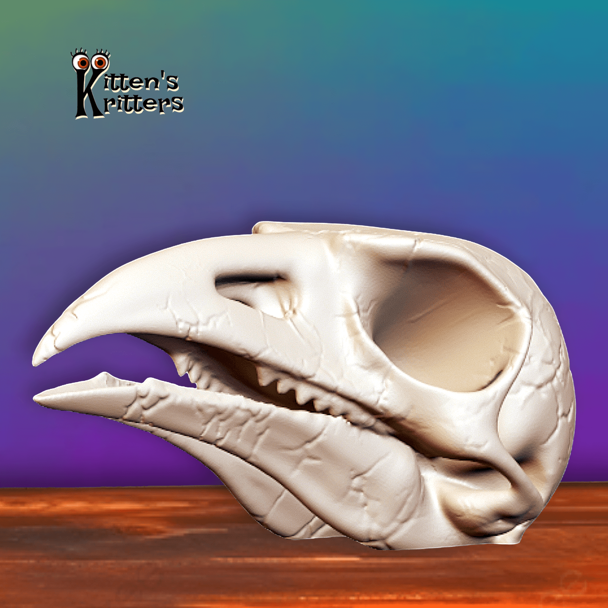 Desert Predator Skull Prehistoric Bird Skeleton Figurine 3d model