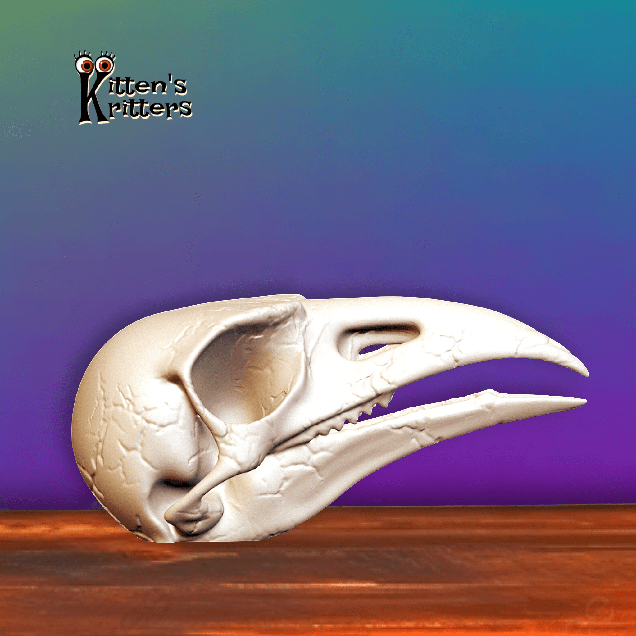 Desert Predator Skull Prehistoric Bird Skeleton Figurine 3d model