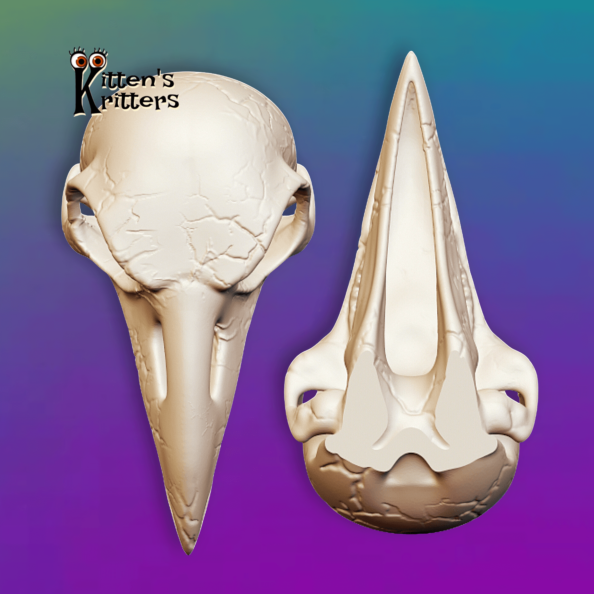 Desert Predator Skull Prehistoric Bird Skeleton Figurine 3d model